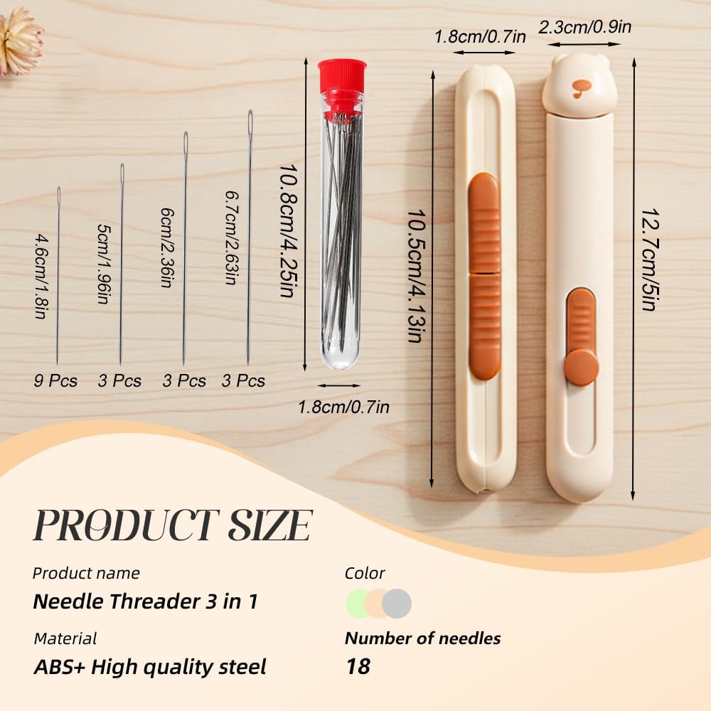 Alternative view of Runsgo The Set Includes 1 * 3 in 1 Automatic Needle Threaders Seam Ripper with Needle Storage and 2 Needles,1 * 2 in 1 Needle Threaders Seam Ripper,18*Needles (67Mm*3, 60Mm*3, 50Mm*3, 46Mm*9) (Green)