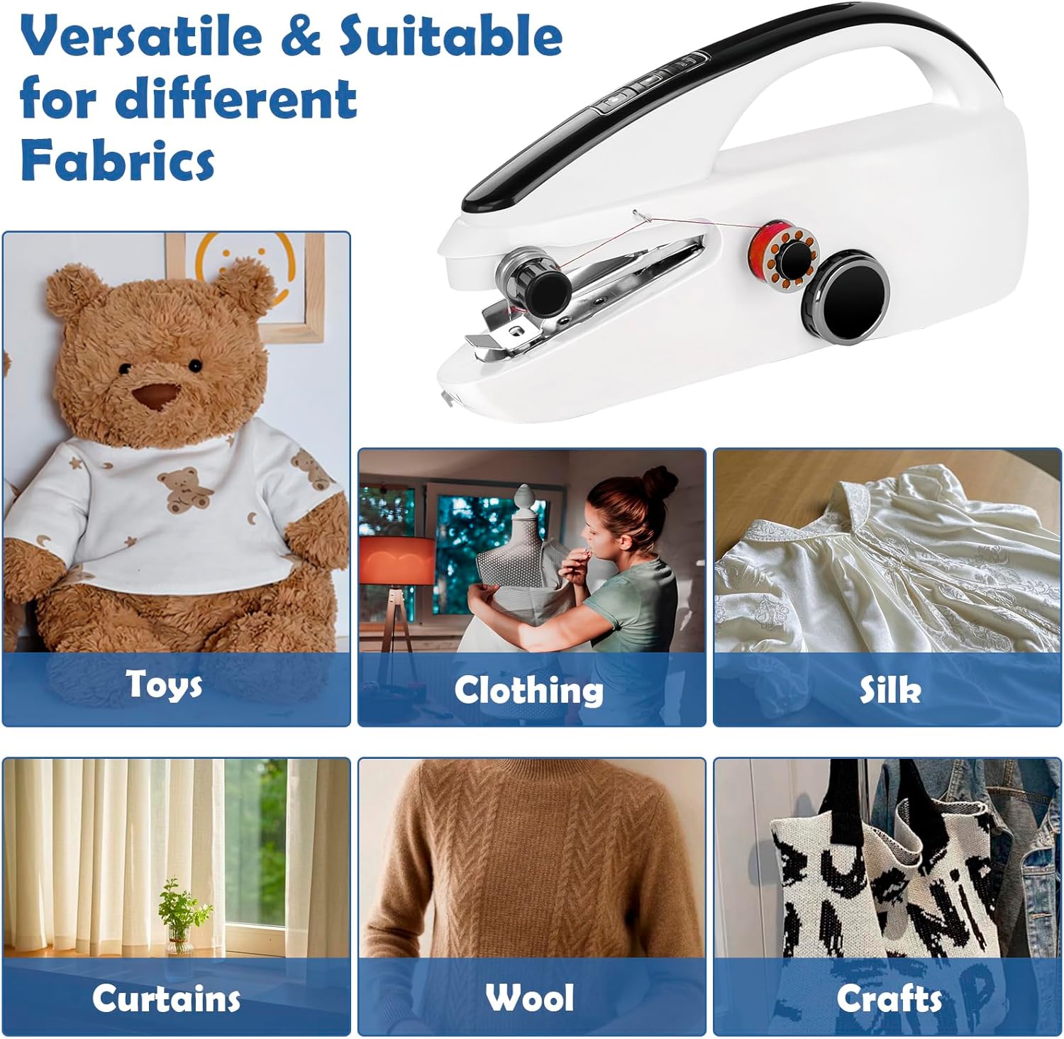 Alternative view of Handheld sewing machine，Mini double speed adjustable portable, Two-speed adjustable electric small sewing machine for beginners, Easy to use and quick sewing, fabrics, DIY home travel.