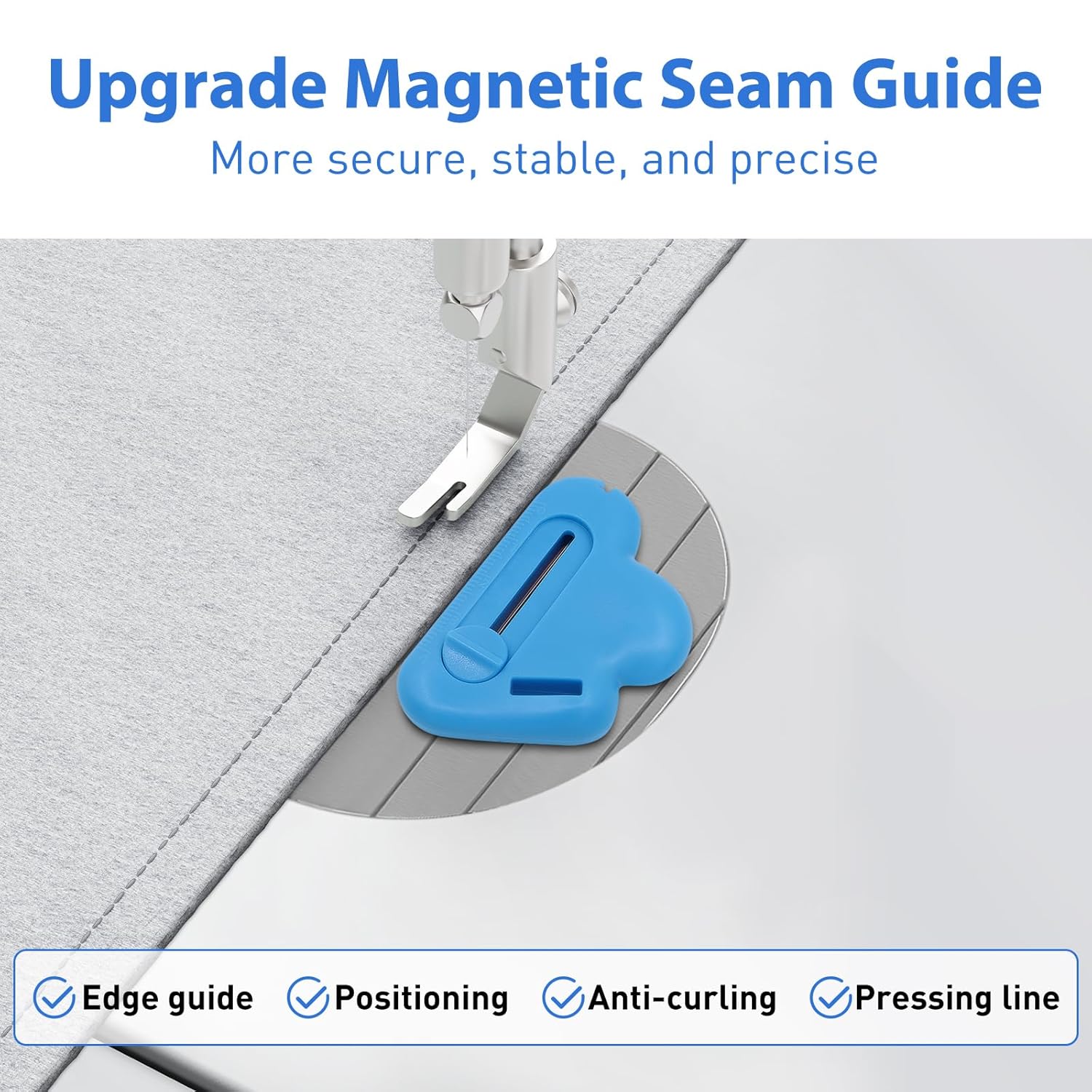 Armilem 3Pcs Magnetic Seam Guide for Sewing Machine with Seam Rippers, Multifunctional Hemmer Guide with Scale, Stitch Remover Tool, Universal Sewing Accessories and Supplie