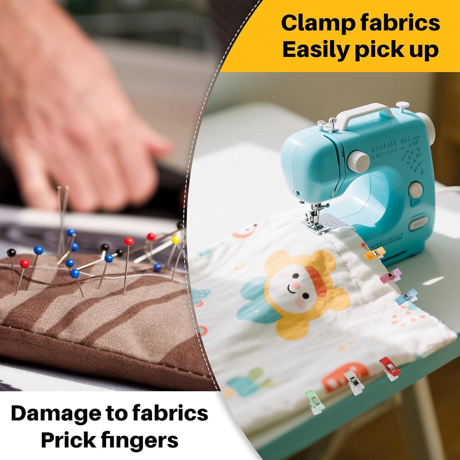 Alternative view of RAINFLOW Sewing Clips 100pcs u2013 Fabric & Quilting Clips for Sewing Machine, Plastic Wonder Clip for Binding, Hemming & Crafts, Assorted Colors Sew Notions