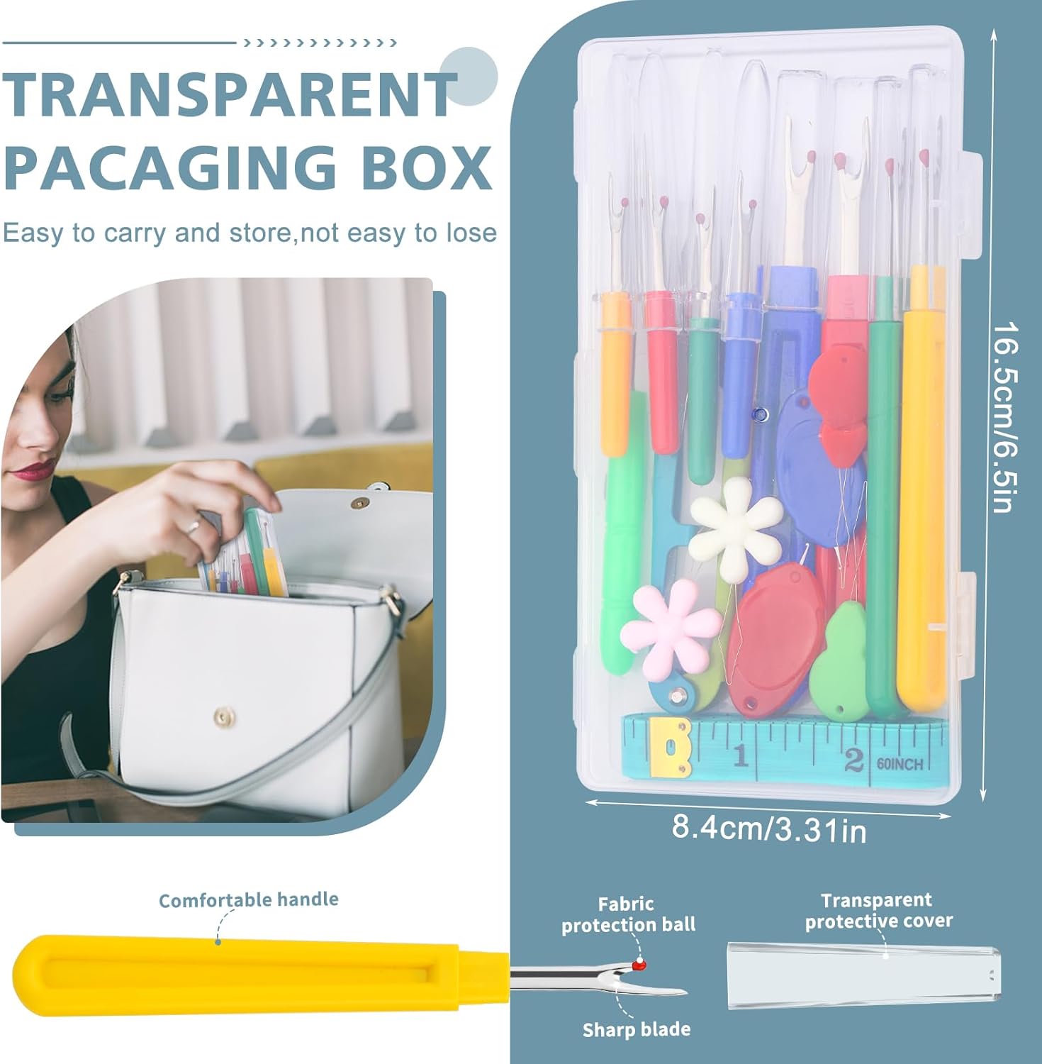 Alternative view of ZMAAGG Seam Rippers for Sewing, Stitch Remover Tool, Needle Threaders, Tape Measure, Tailors Awl, Thread Snips (15PCS)