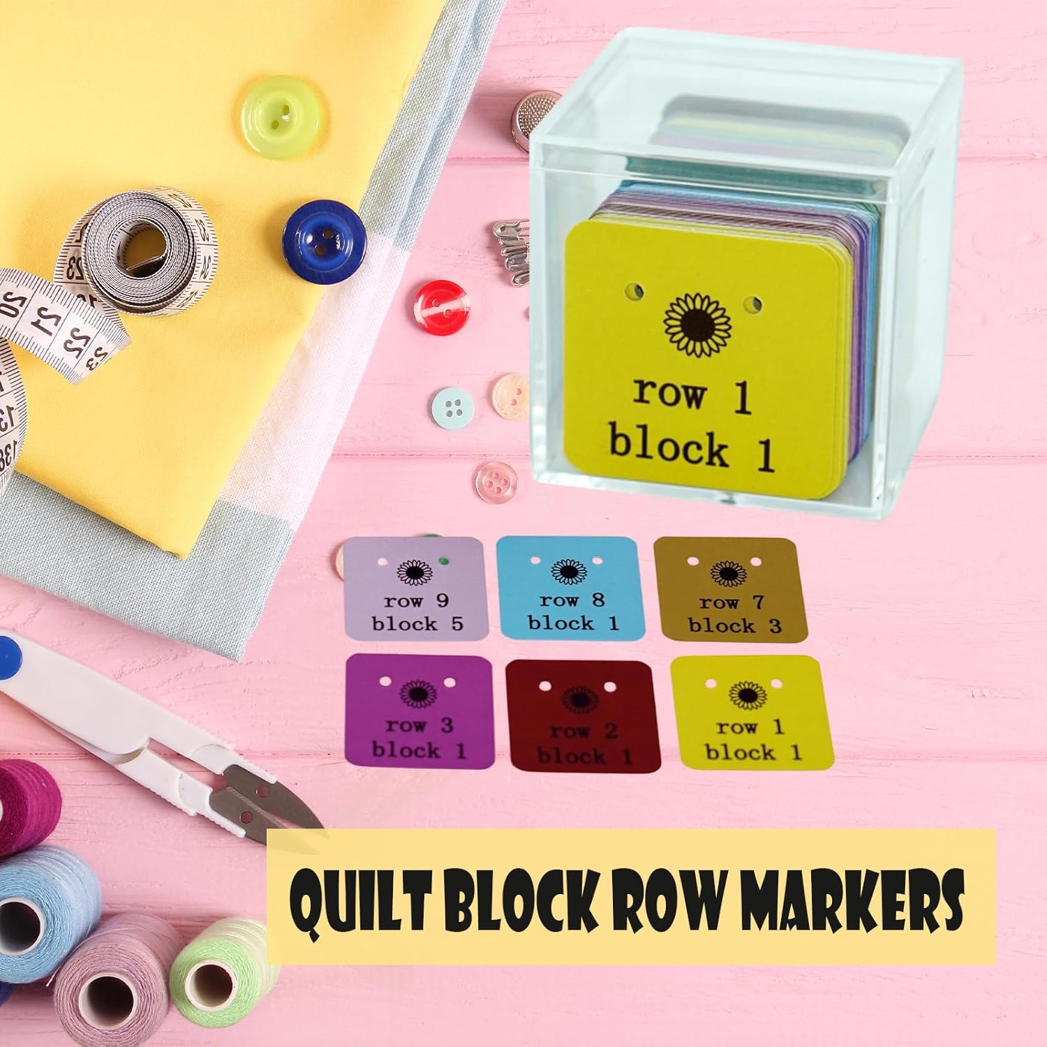 Cowenhey Quilt Block Row Markers, 1-12 Rows 144Pcs with Storage Box, Sewing Marking Tools Innovative Sewing and Quilting Notions, Paper Cardstock with Holes