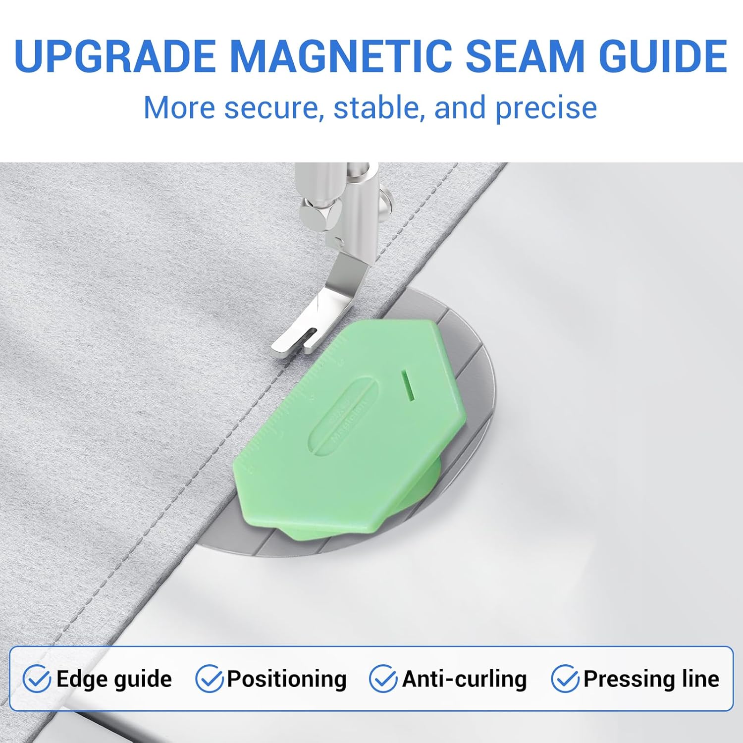 Armilem 3Pcs Magnetic Seam Guide for Sewing Machine, Multifunctional Polygonal Hemmer Guide with Scale, Universal Sewing Accessories and Supplies (Polygonal Seam Guide)