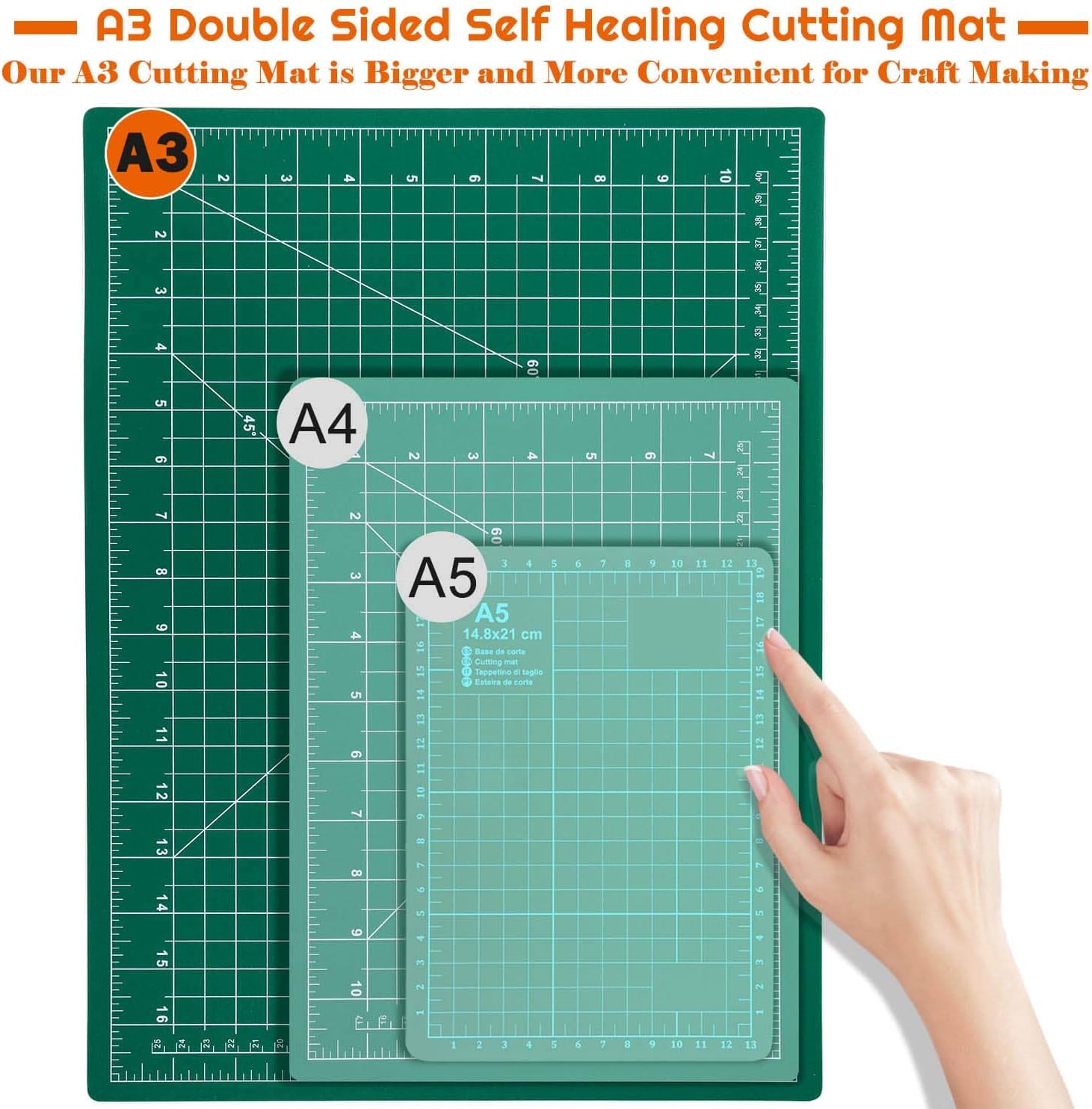 Alternative view of anezus Self Healing Sewing Mat, 12inch x 18inch Rotary Cutting Mat Double Sided 5-Ply Craft Cutting Board for Sewing Crafts Hobby Fabric Precision Scrapbooking Project