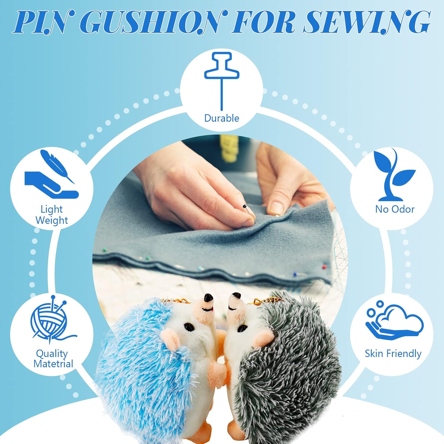 Alternative view of SolidGnik 2 Hedgehog Sewing Pincushion with 200 Pieces Sewing Pins Set for Sewing DIY Projects