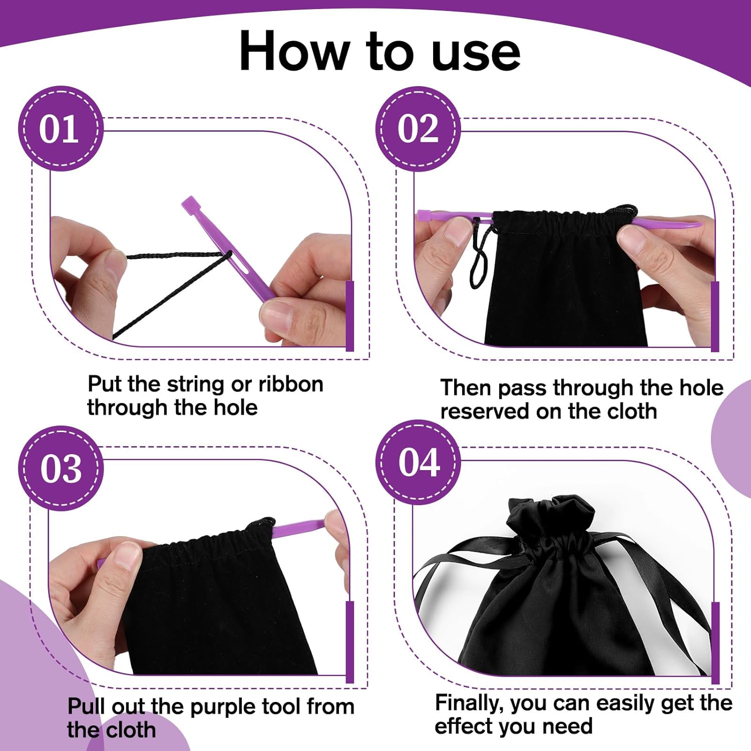 Alternative view of 2PCS Sewing Tools That Purple Thang Sewing Supplies and Accessories Sewing Notions Sewing Products Bodkin Sewing Tool Versatile Sewing Accessories and Supplies for Sewing Craft Projects