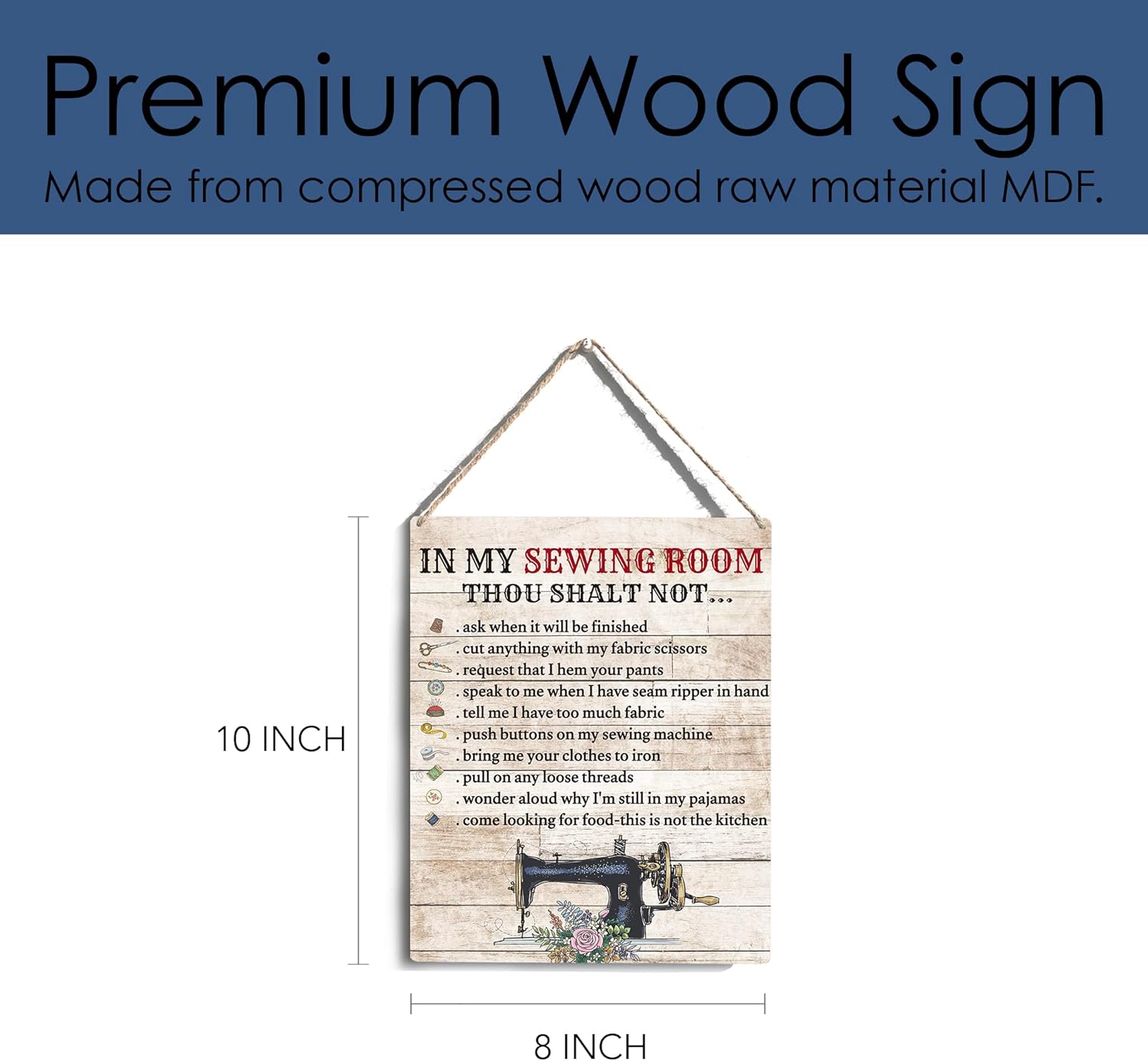 Alternative view of YCYD In My Sewing Room Wall Art Sewing Supplies Home Decor Wall Decor for Sewing Lovers gifts Wooden Hanging Sign Gift for Sewing Room Store Home Decor 10x8 In