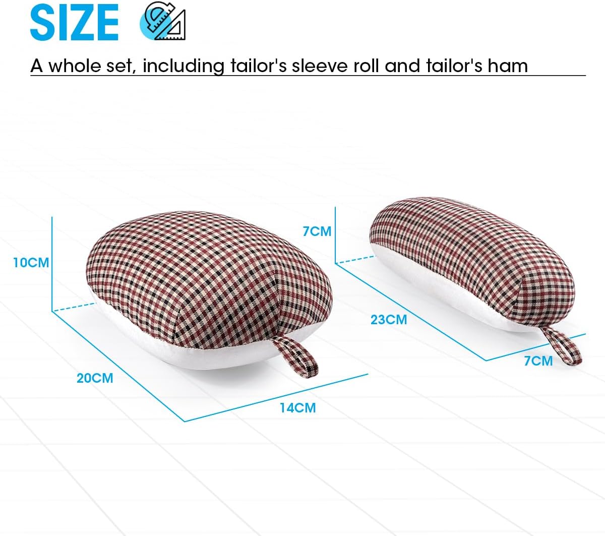 3 BUZZLETT Tailor’s Ham and Seam Roll Set – Premium Tailors Ham for Ironing – Professional Pressing Tools – Linen and Doll Cotton Press Ham for Ironing Smaller Curved Seam