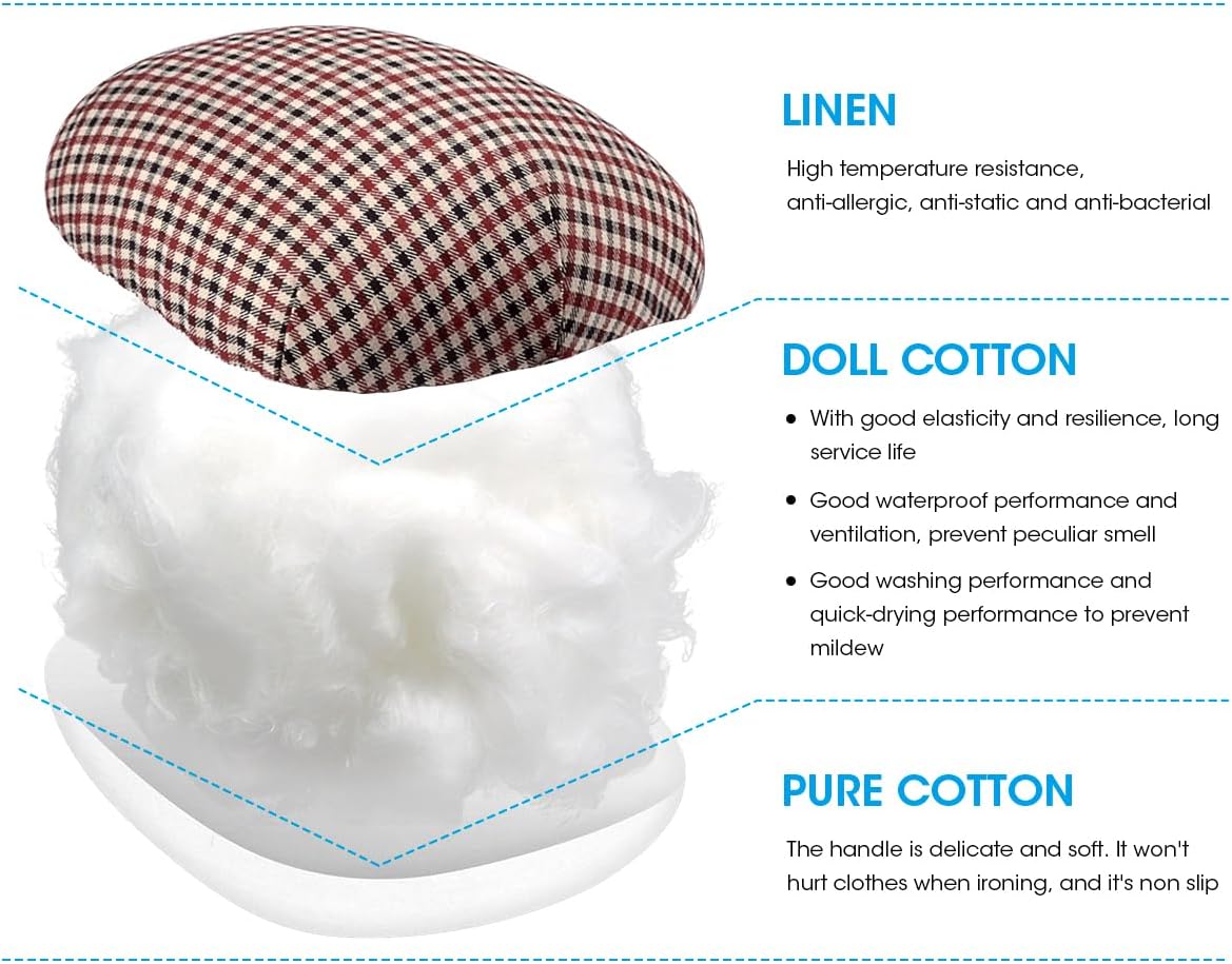 Alternative view of 3 BUZZLETT Tailor’s Ham and Seam Roll Set – Premium Tailors Ham for Ironing – Professional Pressing Tools – Linen and Doll Cotton Press Ham for Ironing Smaller Curved Seam