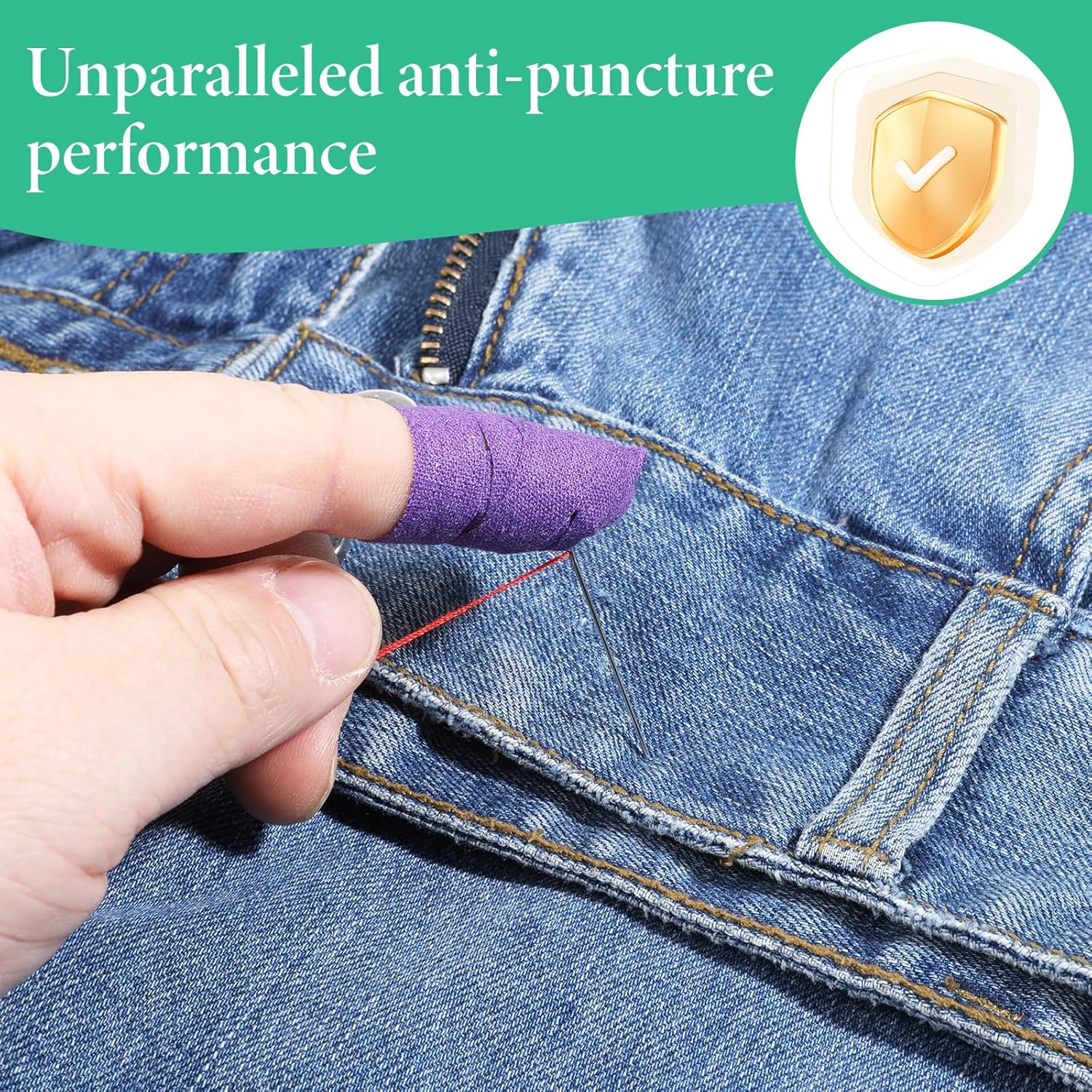 Apojgitn 4PCS Thimble Tape - Adjustable Finger Protectors for Sewing, Hand Embroidery Quilting - Fabric Thimbles for Hand Sewing & Needle Puller, Moda Neon Notions & Supplies