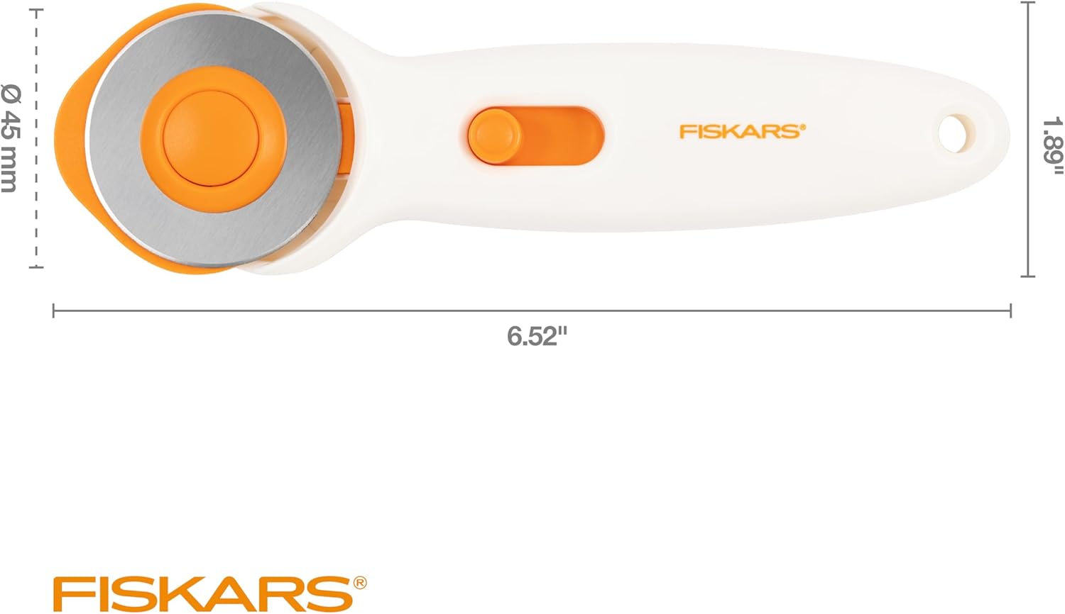 Alternative view of Fiskars 45mm Rotary Cutter for Fabric, Premium Steel Stick Fabric Cutter Cuts Through Multiple Layers, Right and Left Handed, Easy and Safe Blade Change, Arts and Crafts, Sewing and Quilting Tools