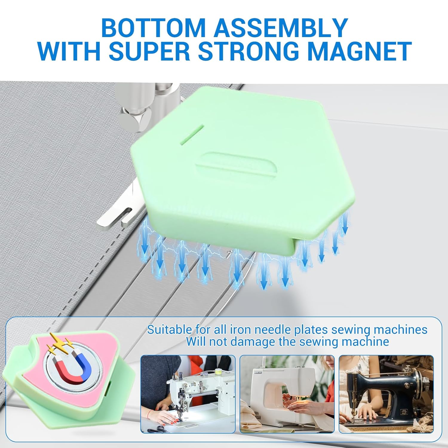 Alternative view of Armilem 3Pcs Magnetic Seam Guide for Sewing Machine, Multifunctional Polygonal Hemmer Guide with Scale, Universal Sewing Accessories and Supplies (Polygonal Seam Guide)