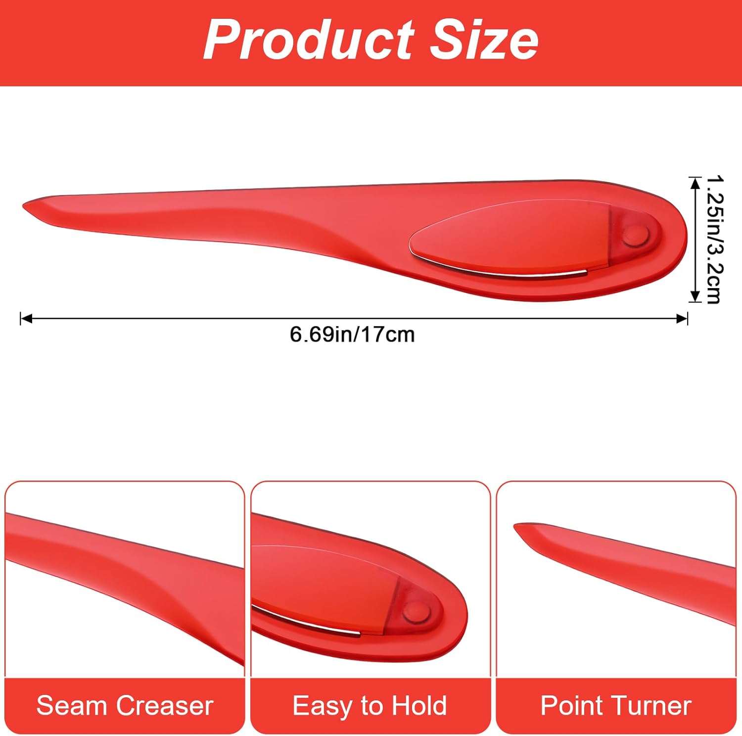 3 Pcs Point Turner Sewing Tool - Point Turner Seam Creaser Tool for Sewing Turning Tools & Sewings Mark Turners - Essential Sewings Notions & Supplies(Red, White, Black)