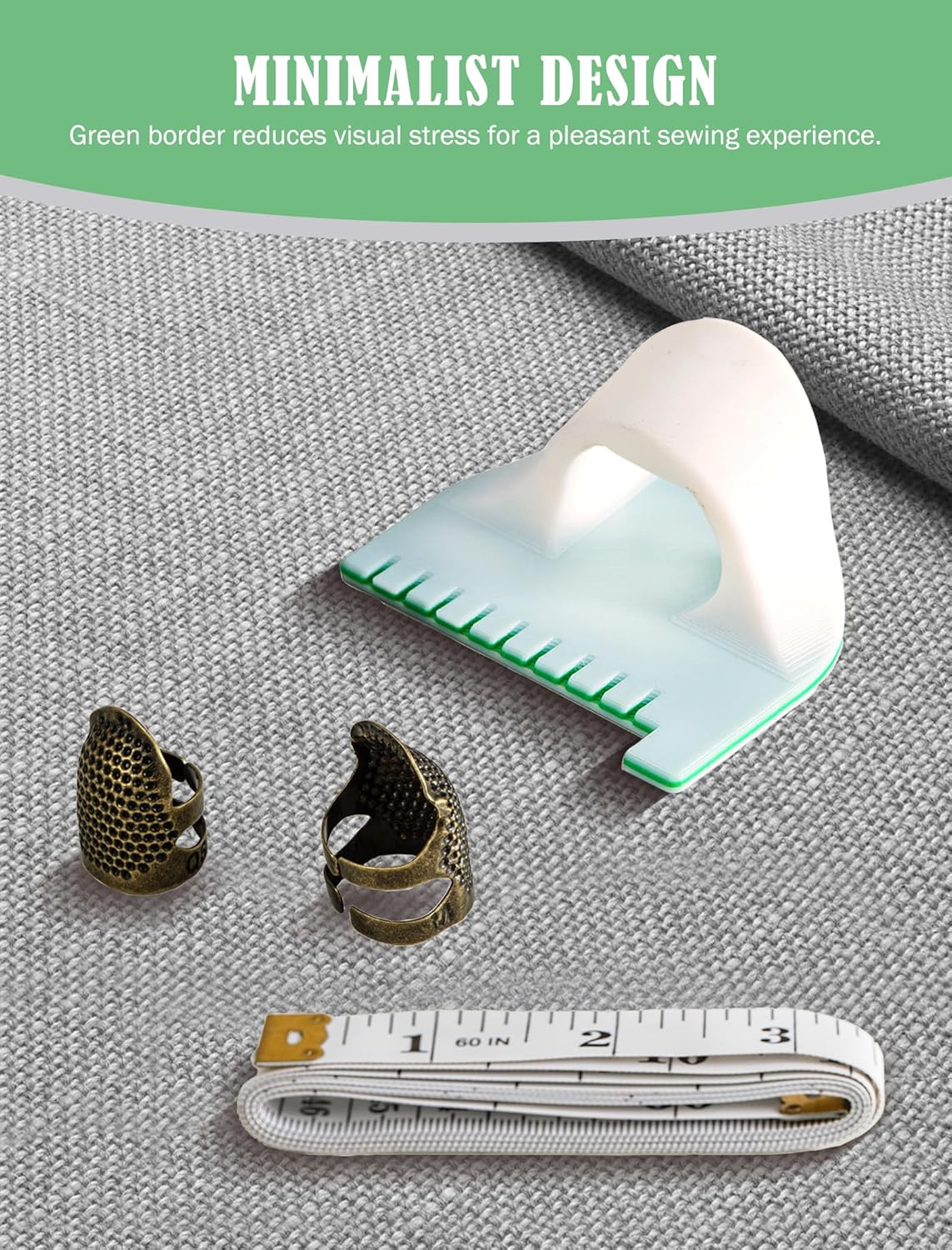 Alternative view of Sewing Template Kit, Sewing Thimble Finger Protector, Adjustable Finger Metal Shield Protector Pin Needles Sewing Quilting Craft Accessories DIY Sewing Tools (2 pcs)