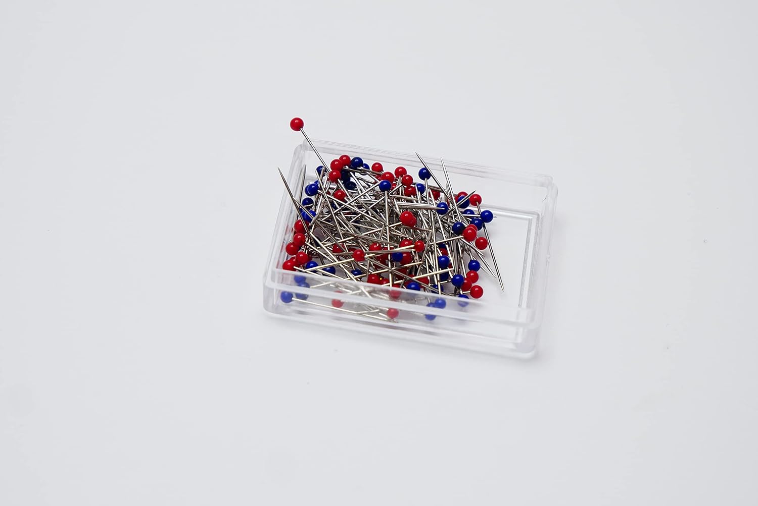 Alternative view of LITTLE HOUSE Japanese Sewing Notions - Japanese Fine Pins with Glass Heads - 120 Set Ball Glass Head Straight Quilting Pin for Sewing Dressmaker Decorations, Blue and Red
