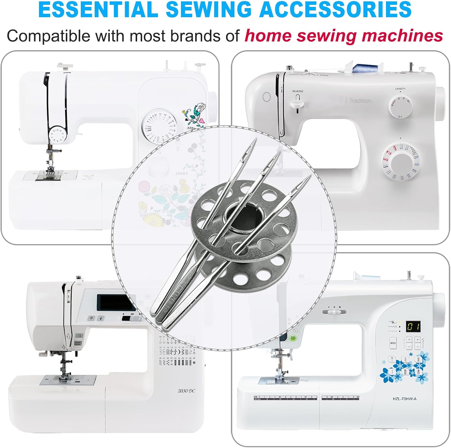 Alternative view of 50Pcs Universal Sewing Machine Needles, Size HAX1 (65/9, 75/11, 90/14, 100/16, 110/18), Suitable for Singers, Brothers、Jenom、Valmax