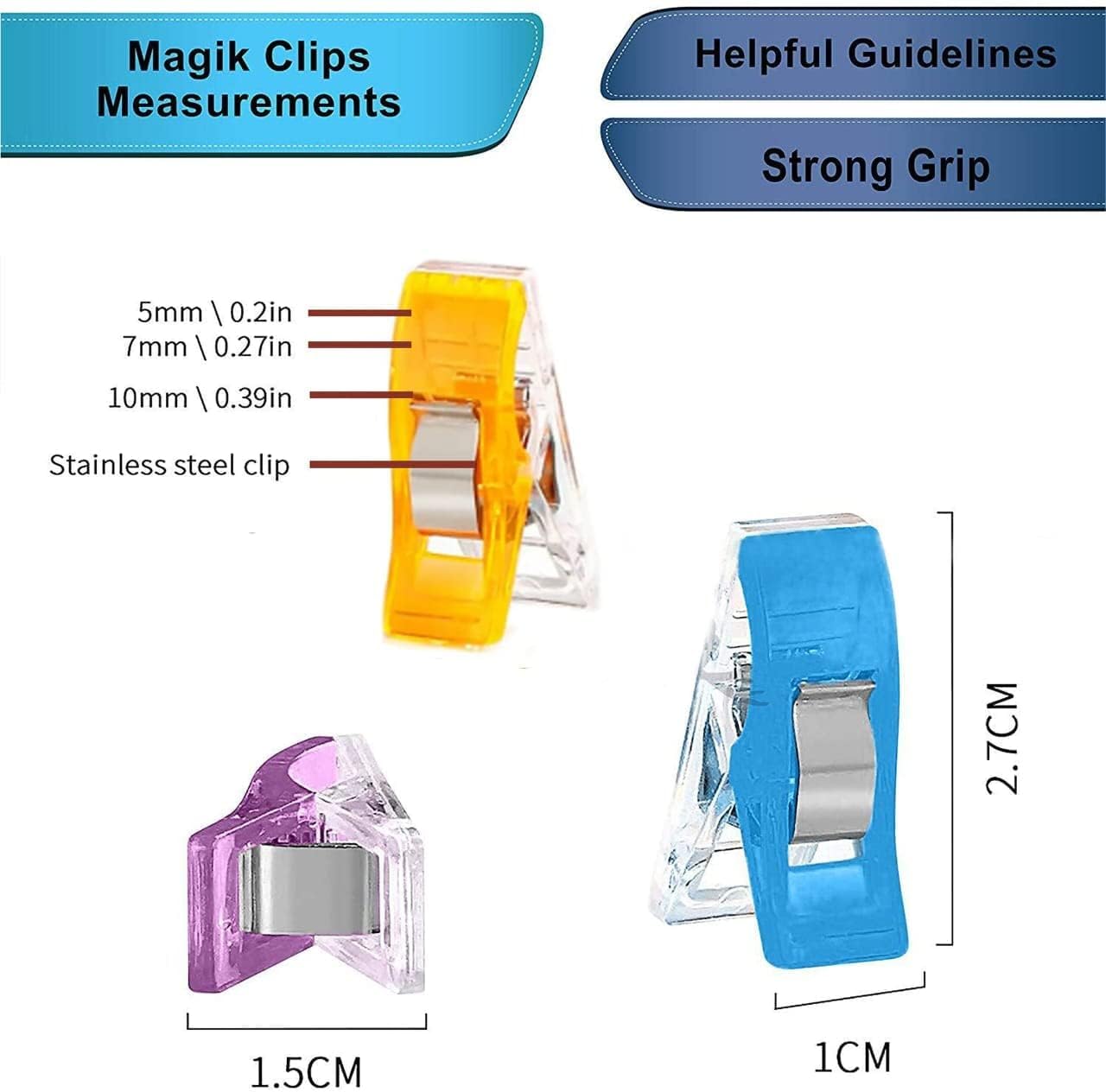 Alternative view of Performore Magik Clips, 100-Pack Multicolored Sewing Clips for Quilting & Crafts – Includes Decorative Butterfly Tin for Storage. Ideal for Precise Sewing, Fabric Holding, and Creative Craft Projects