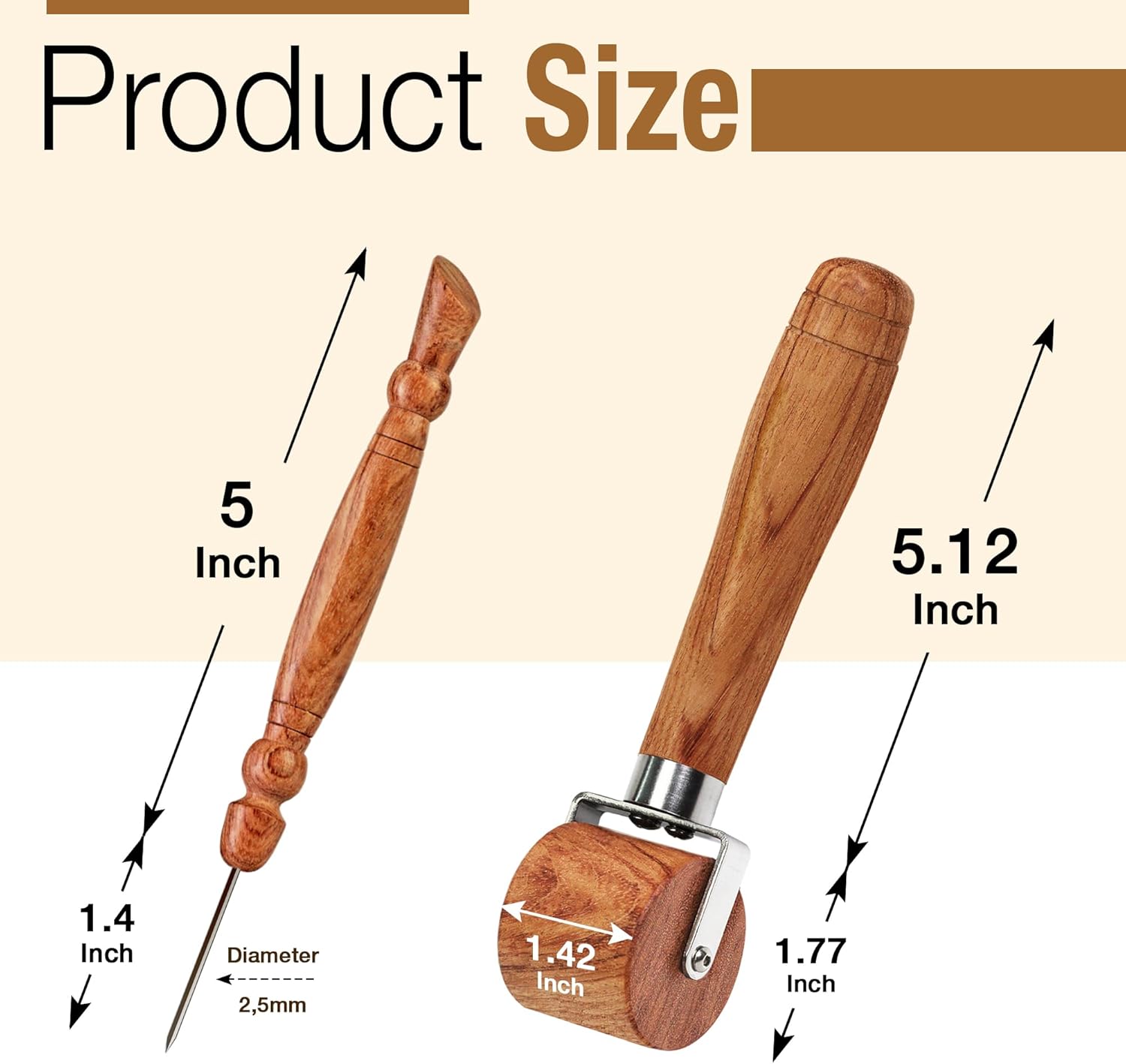 Savina Seam Roller & Stiletto for Sewing/Quilting - Wooden Pressing Roller, Easy to Grip Handle - Wooden Sewing Quilting Tools Set