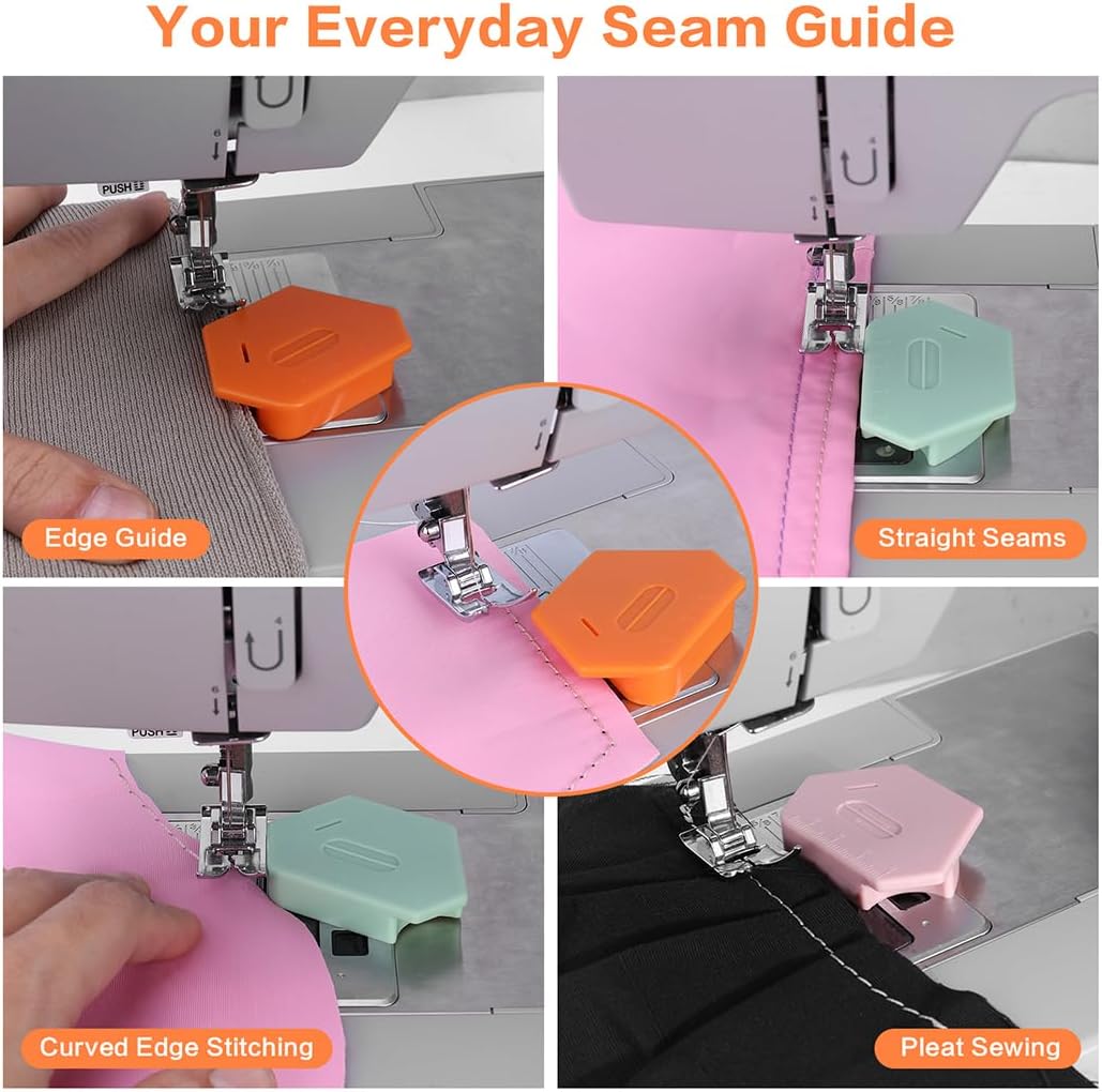 Alternative view of 3 Pack Magnetic Seam Guide for Sewing Machine,Multifunctional Polygonal Hemmer Guide with Scale,Universal Sewing Quilting Supplies Accessories Tools(3 Color)