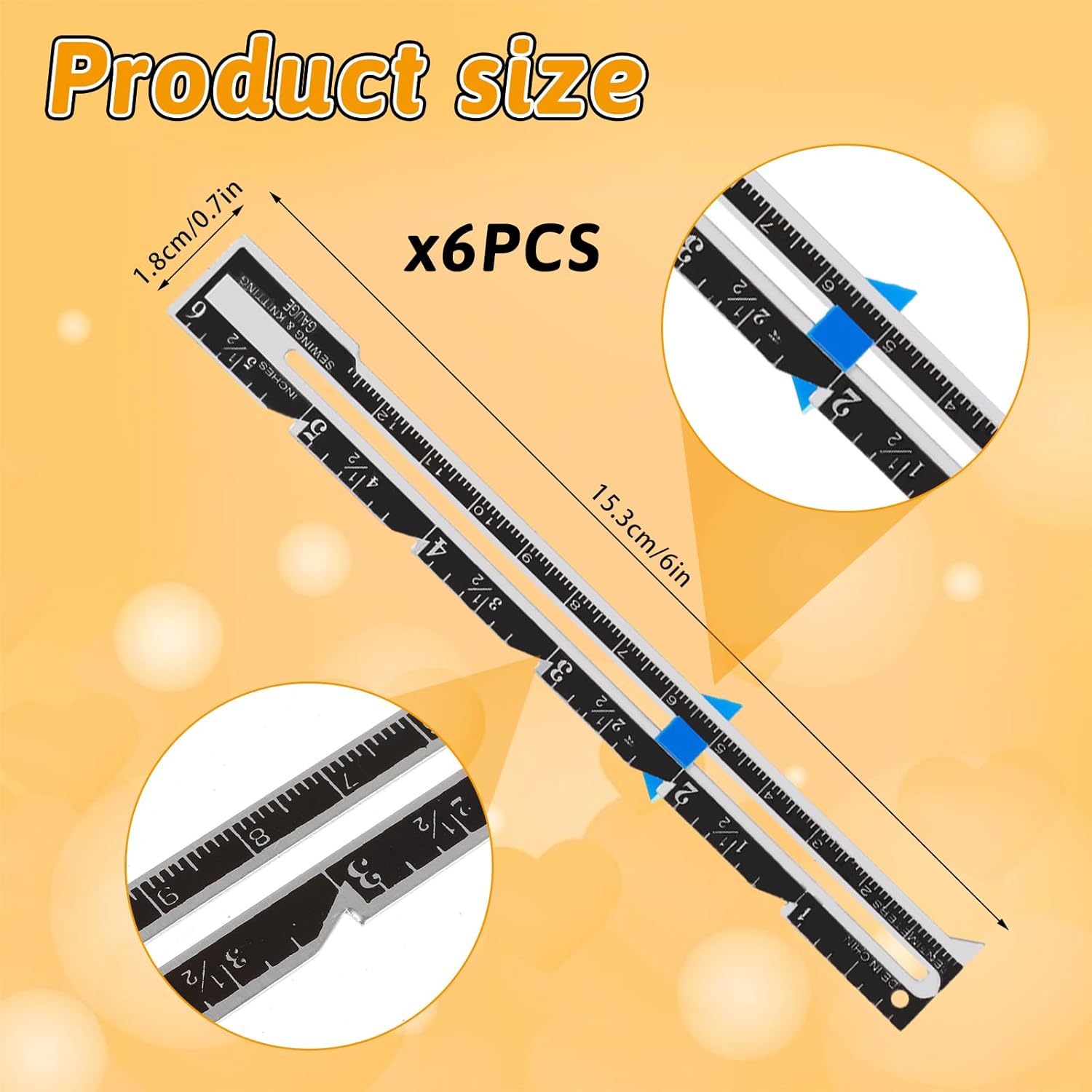 Sliding Gauge,6PCS Sliding Gauge Sewing Measuring Tool Quilting Gauges Ruler Sewing Supplies for Knitting Crafting Beginner Hemming Measuring Projects