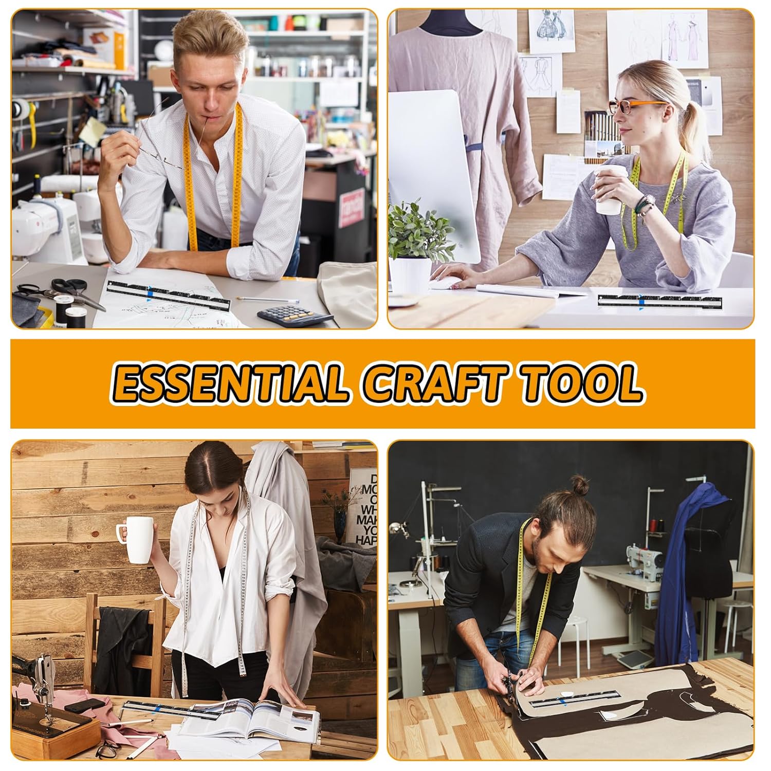 Alternative view of Sliding Gauge,6PCS Sliding Gauge Sewing Measuring Tool Quilting Gauges Ruler Sewing Supplies for Knitting Crafting Beginner Hemming Measuring Projects