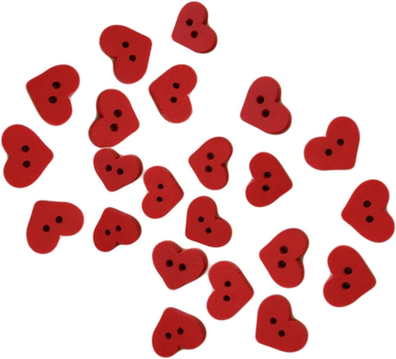Alternative view of 100Pcs 2 Holes Red Heart Button, Red Love Heart Wooden Button, Clothes DIY Sewing Accessory Decor Nice and Fashion Sewing Buttons, Sewing Notions and Supplies, Sewing Buttons