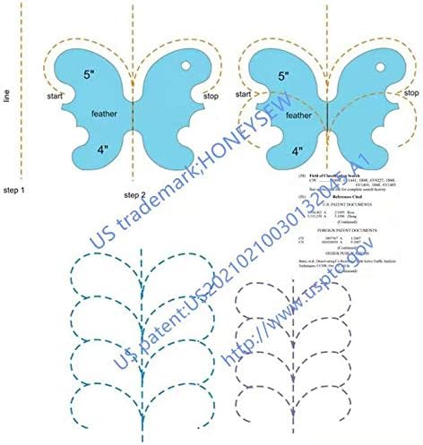 HONEYSEW Quilting Template Sewing Machine Ruler DIY Sewing Tools Notions Free Motion Quilting Grip Template Rulers Includes 8 Design (8 Designs)