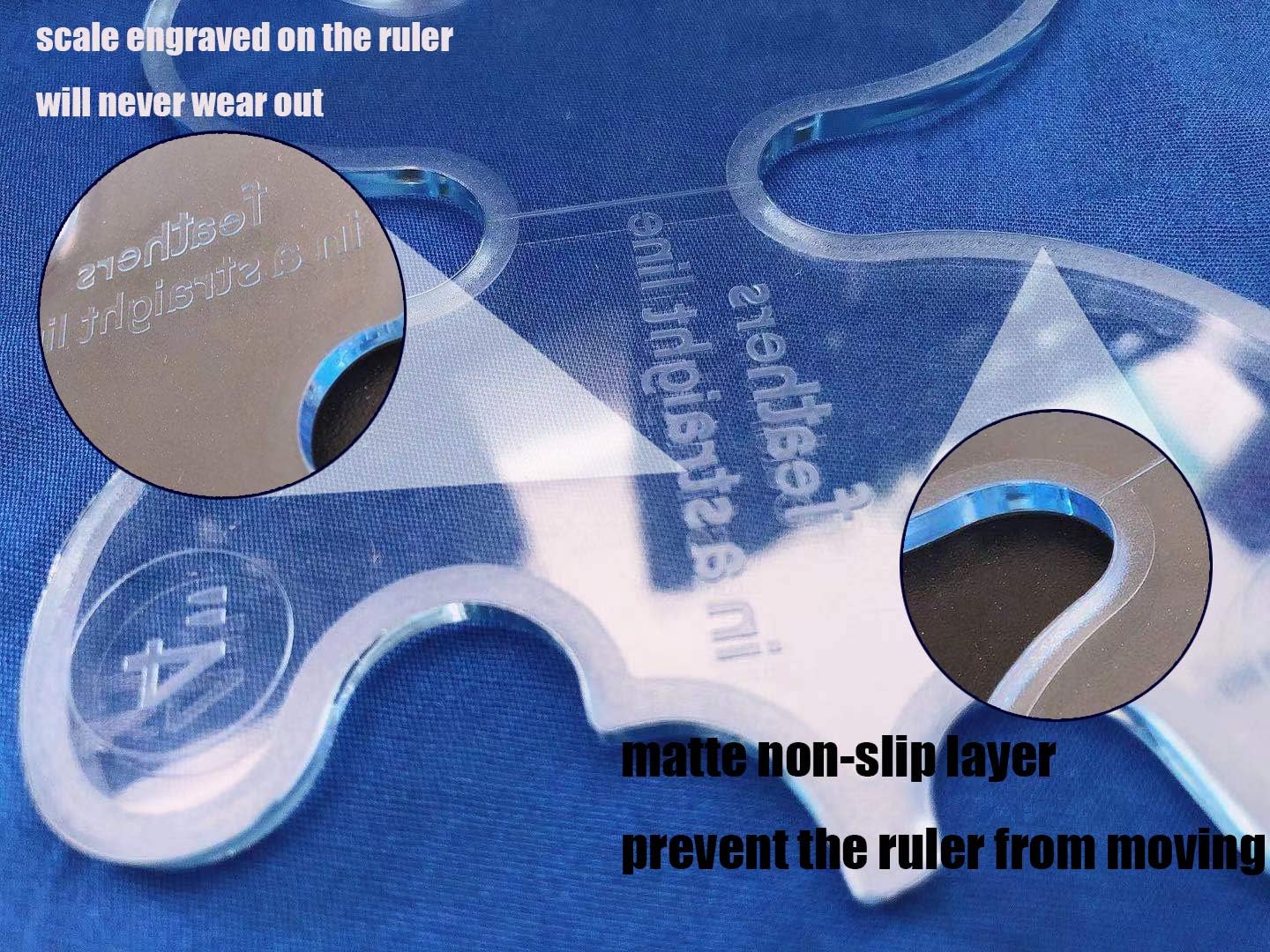 Alternative view of HONEYSEW Quilting Template Sewing Machine Ruler DIY Sewing Tools Notions Free Motion Quilting Grip Template Rulers Includes 8 Design (8 Designs)