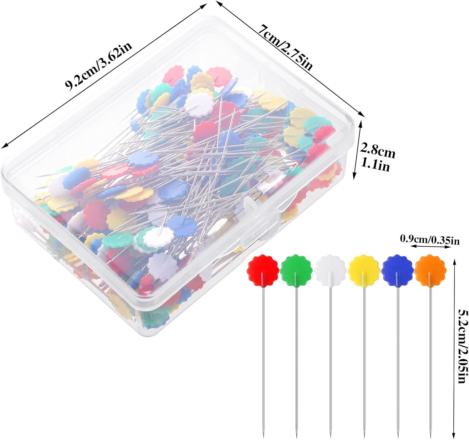Alternative view of 200 Pieces Flat Head Straight Pins, Flower Head Sewing Pins Quilting Pins for Sewing DIY Projects Dressmaker Jewelry Decoration, Assorted Colors
