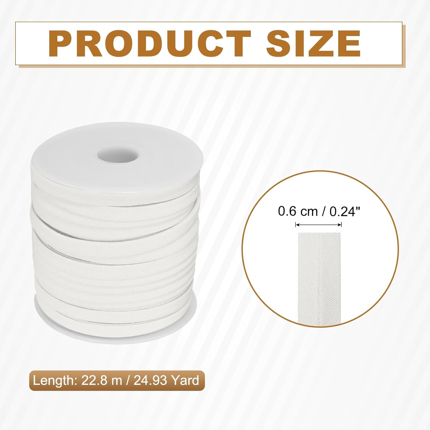 YELARXI Double Fold Bias Tape for Sewing, Quilt Binding Cotton Bias Tape Double Fold 1/4 Inch 25 Yards Fit for Hemming Seaming DIY Crafts Piping - (White)