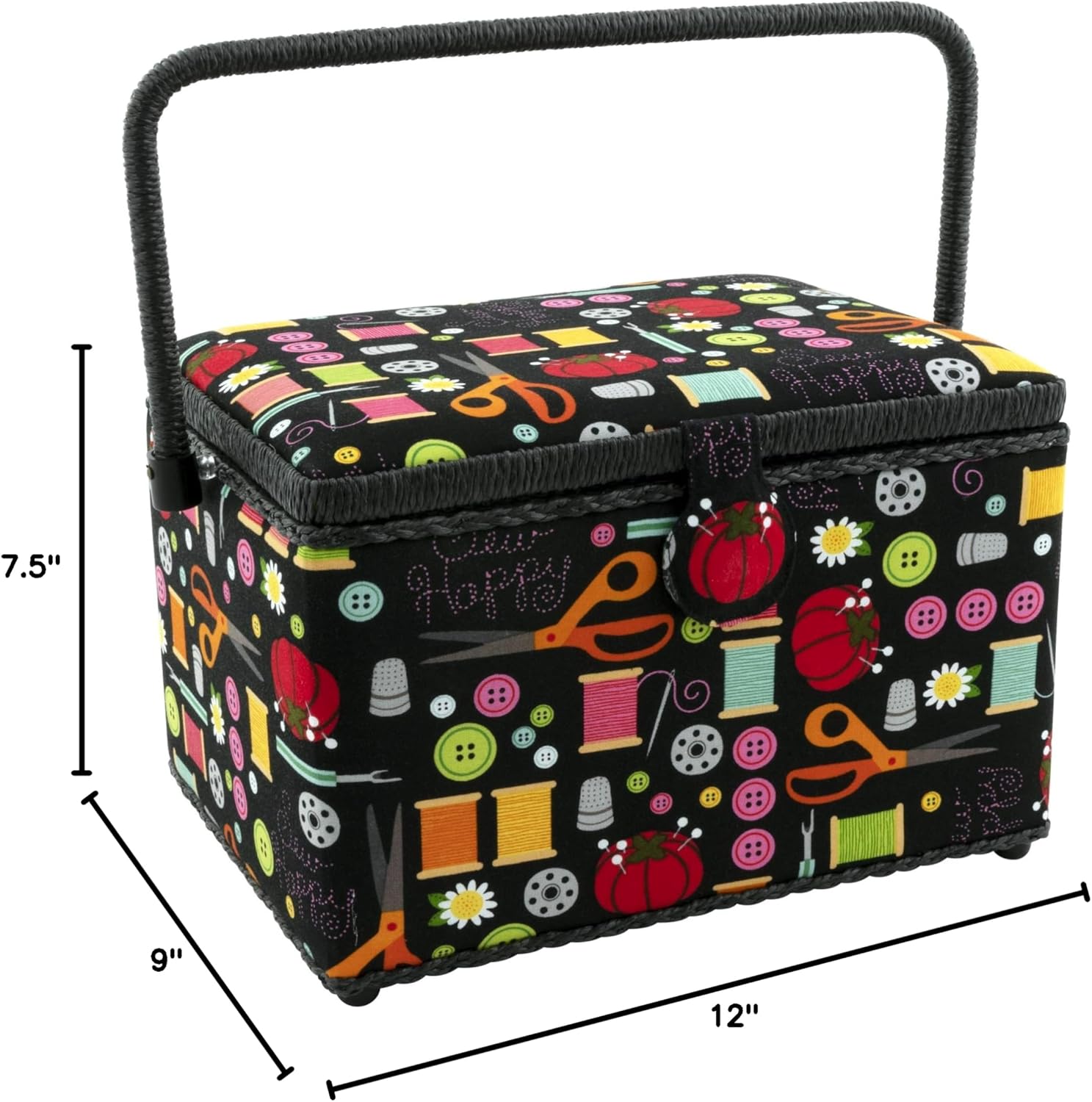 Dritz Large Sewing Basket, Black Sewing Notions