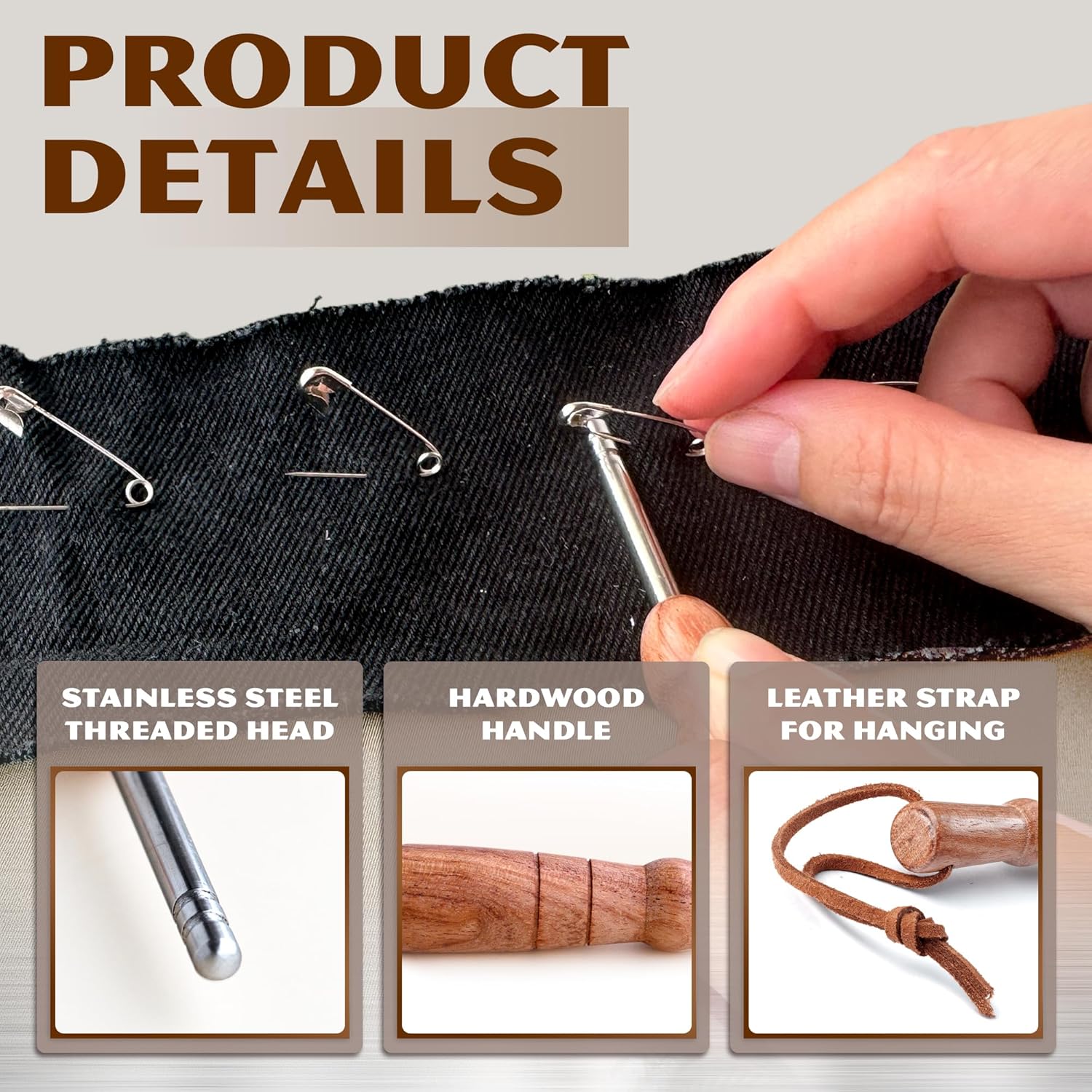 Alternative view of Savina Pin Basting Tool - Opens & Closes The Pins Easily, Saves Your Finger When Pinning Quilt - A Handcrafted Sewing Tool for Quilters & Sewers.