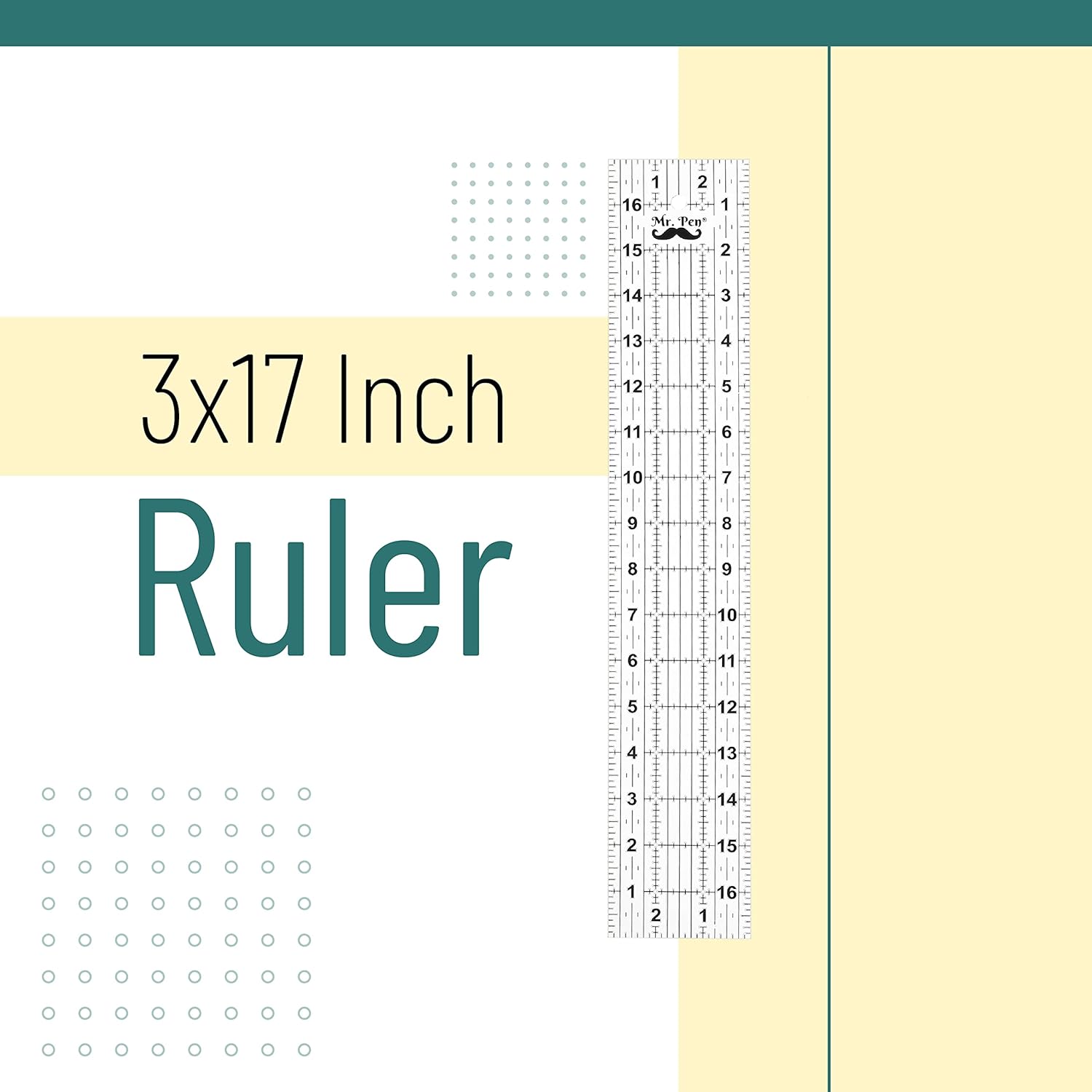 Mr. Pen- Sewing Ruler, 3 x17 Inch, Acrylic Quilting & Cutting Ruler, Non-Slip, Sewing Supplies