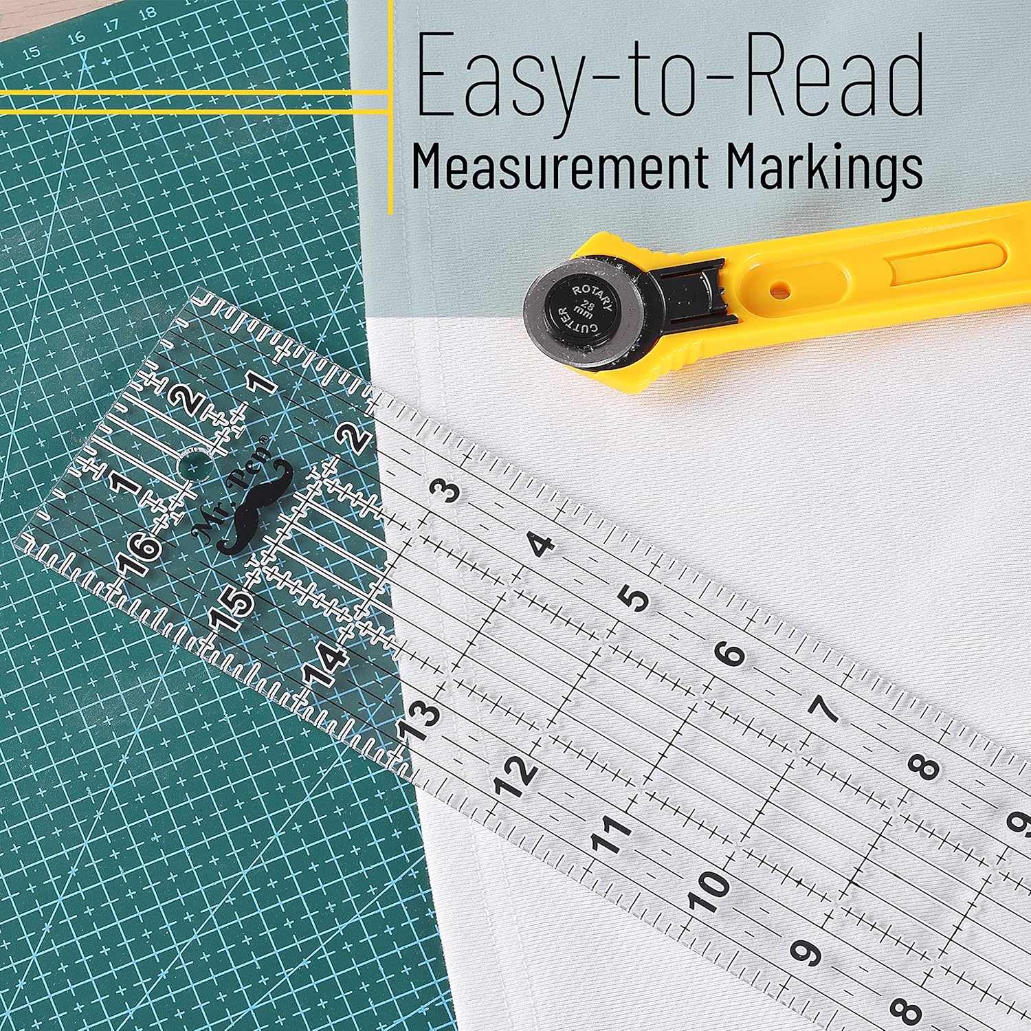 Alternative view of Mr. Pen- Sewing Ruler, 3 x17 Inch, Acrylic Quilting & Cutting Ruler, Non-Slip, Sewing Supplies