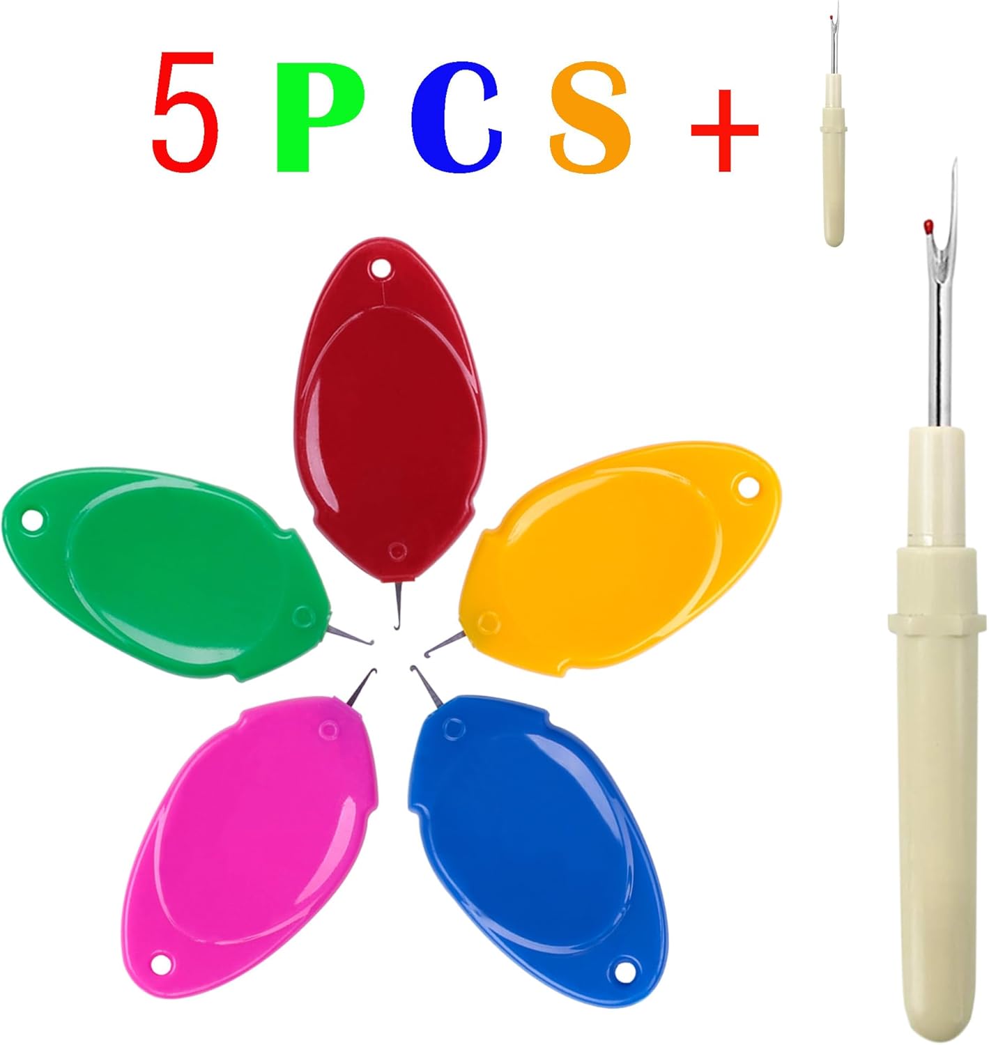 Alternative view of meeggrace Needle Threader, Small Needle Eye Threader Tool, Easy Threader for Machine and Hand Sewing, Fast and Precise Threading, Ideal for Needlework, with Transparent Box, 5 Colors in A Box(6PCS)