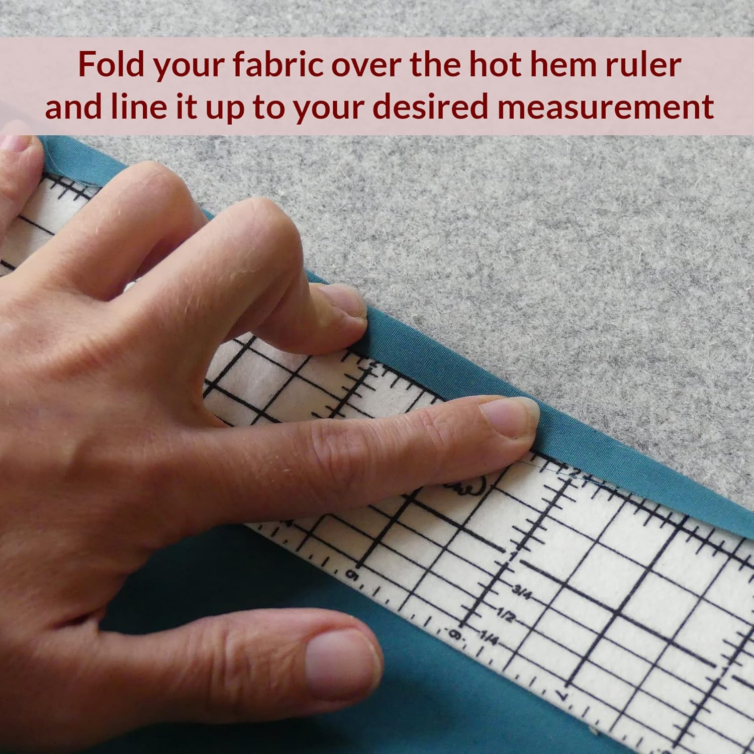Alternative view of Madam Sew Hot Hem Ruler for Sewing and Quilting u2013 Non-Slip Ironing Hot Ruler and Pleats with Dry or Steam Iron on Quilt Blocks and Clothes - 10" x 2.5" Hem Gauge
