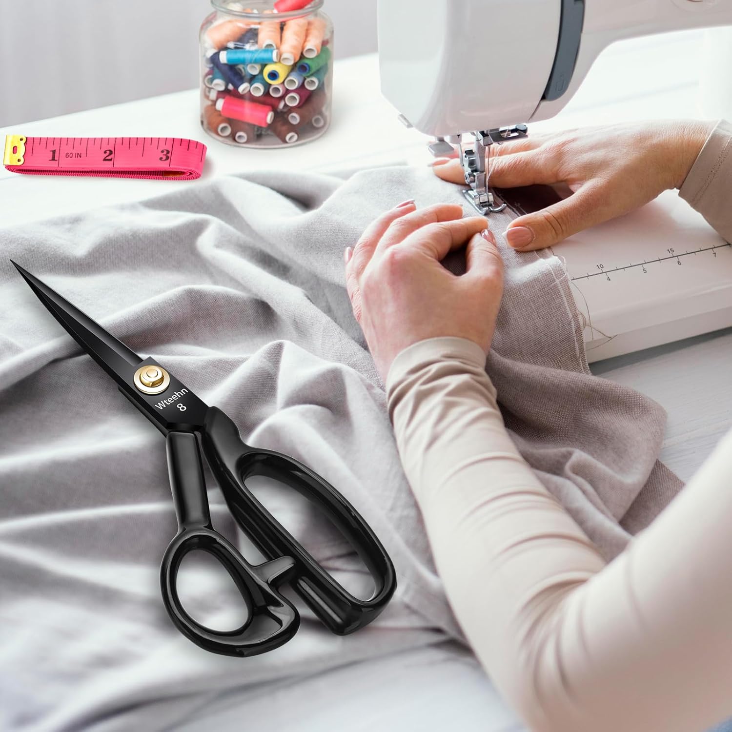 Fabric Scissors Professional, 8" Heavy Duty Sewing Scissor for Fabric Cutting, Tailor Sharp Sewing Shears for Cutting Leather craft Home Office Students Artists Dressmakers