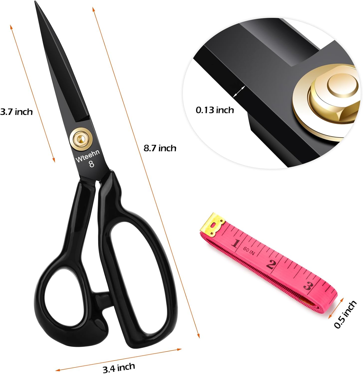 Alternative view of Fabric Scissors Professional, 8" Heavy Duty Sewing Scissor for Fabric Cutting, Tailor Sharp Sewing Shears for Cutting Leather craft Home Office Students Artists Dressmakers