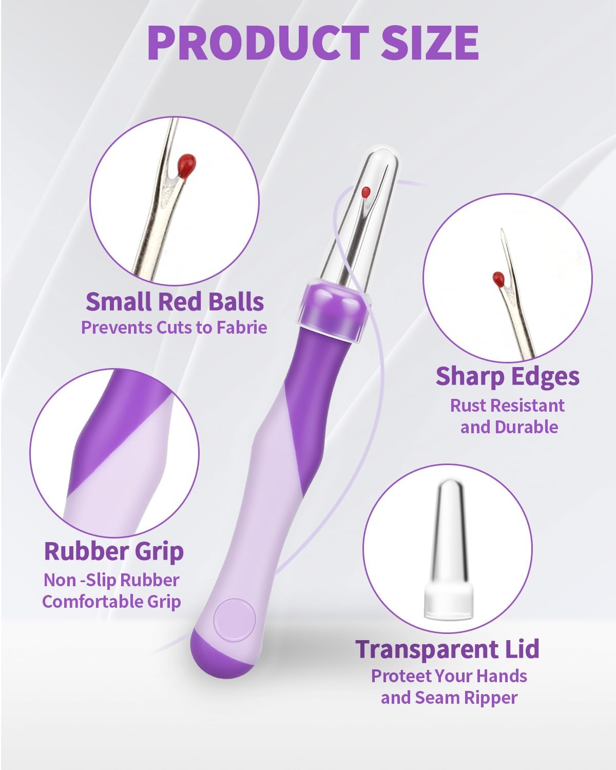 Alternative view of Needle and Thread Seam Ripper, Rippers for Sewing and Thread,Remover Stitch Tool for Hand Sewing, Knitting, Cross Stitching, Embroidery and Thread Removal (Purple)