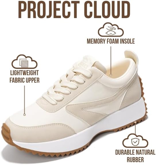 Alternative view of Project Cloud Womens Sneakers - Memory Foam Insole and Lightweight Spring Shoes - Non-Slip Lace Up Trendy Shoes - Fashion Sneakers for Women 2026 (Serena)