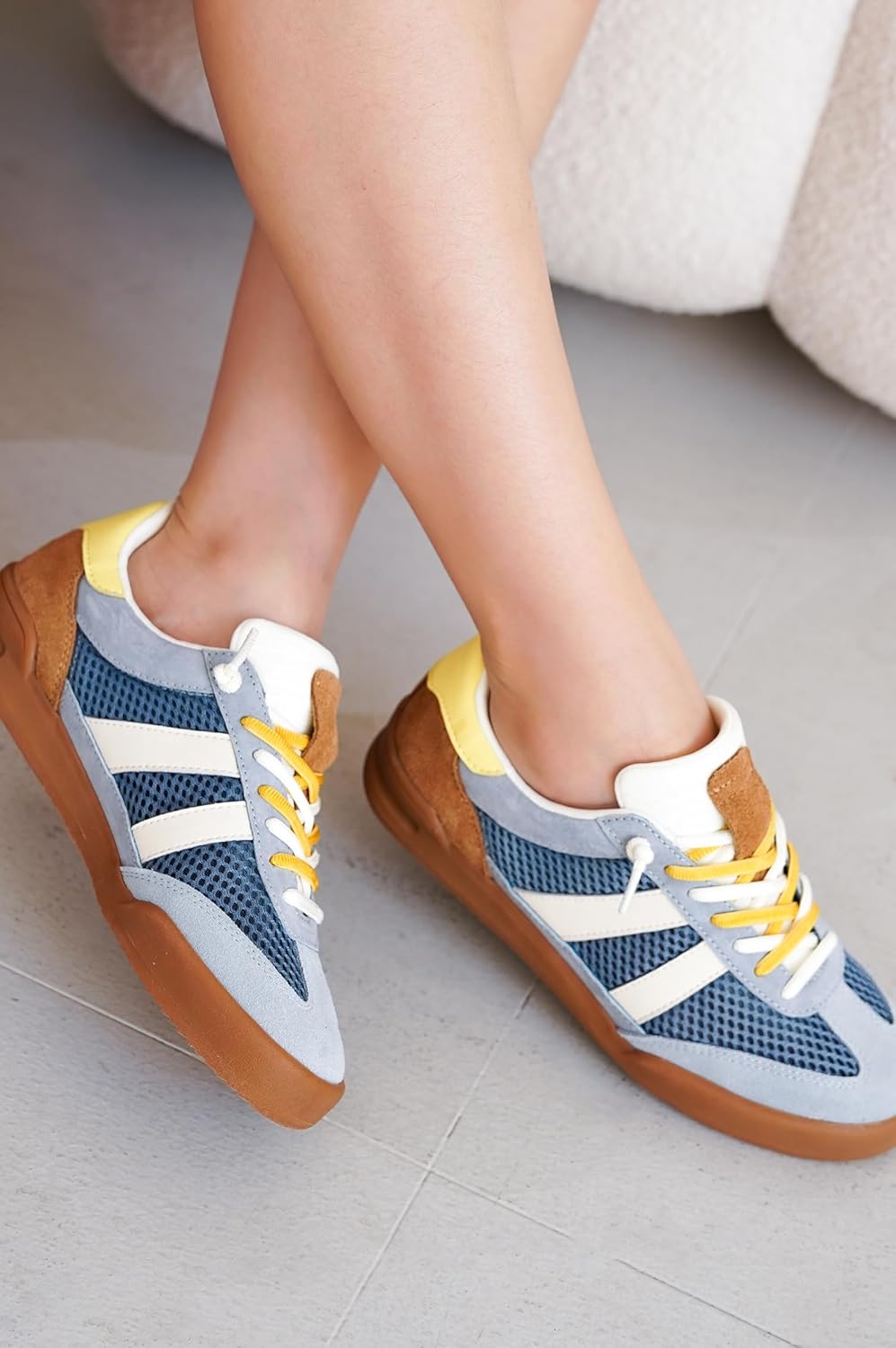 Project Cloud Genuine Leather Casual Sneakers for Women - Memory Foam Insoles Lace-Up Womens Shoes & Lightweight Women's Fashion Sneakers - Non-Slip Shoes for Women Footwear (Verdy)