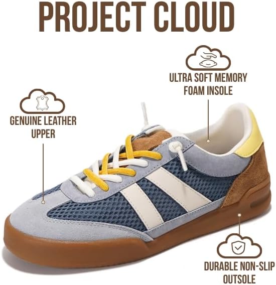 Alternative view of Project Cloud Genuine Leather Casual Sneakers for Women - Memory Foam Insoles Lace-Up Womens Shoes & Lightweight Women's Fashion Sneakers - Non-Slip Shoes for Women Footwear (Verdy)