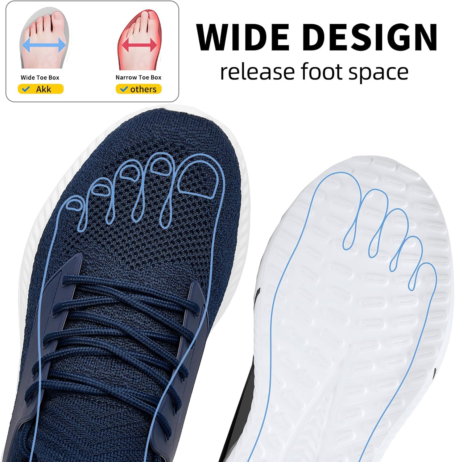 Alternative view of Mens Wide Sneakers Walking Shoes - Wide Slip on Tennis Shoes,Lightweight Breathable Comfortable Running Shoes for Athletic Workout Gym Jogging and Casual Wear Wide Width