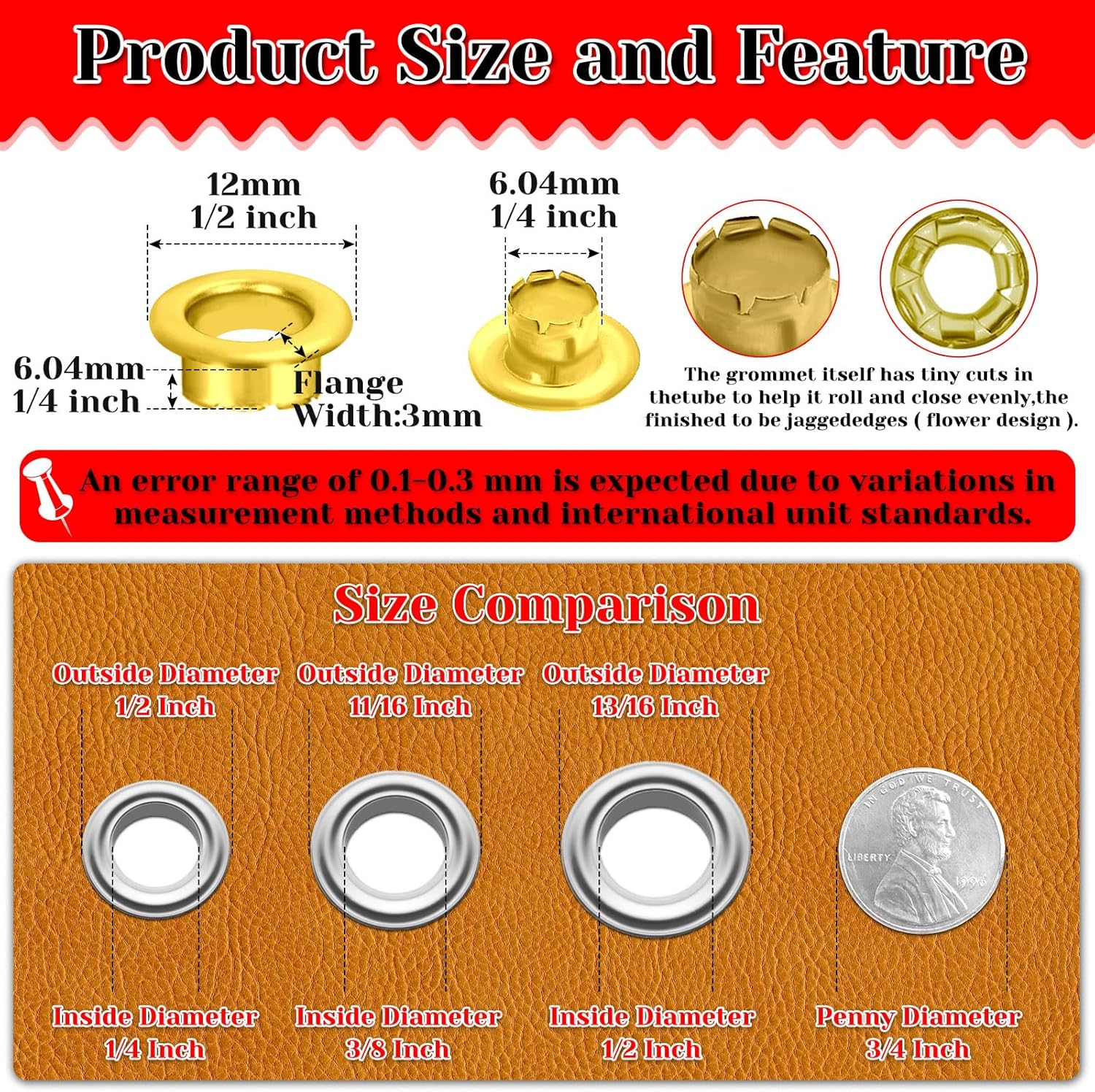 803Pcs Grommet Eyelet Pliers Kit, 1/4 Inch Grommet Tool Kit with 800 Metal Eyelets, Grommet Hand Press kit for Leather Crafts(Inside Dia: 6.4mm/Outer Dia: 12mm (A.I.S.)/Flange Width: ~3mm)