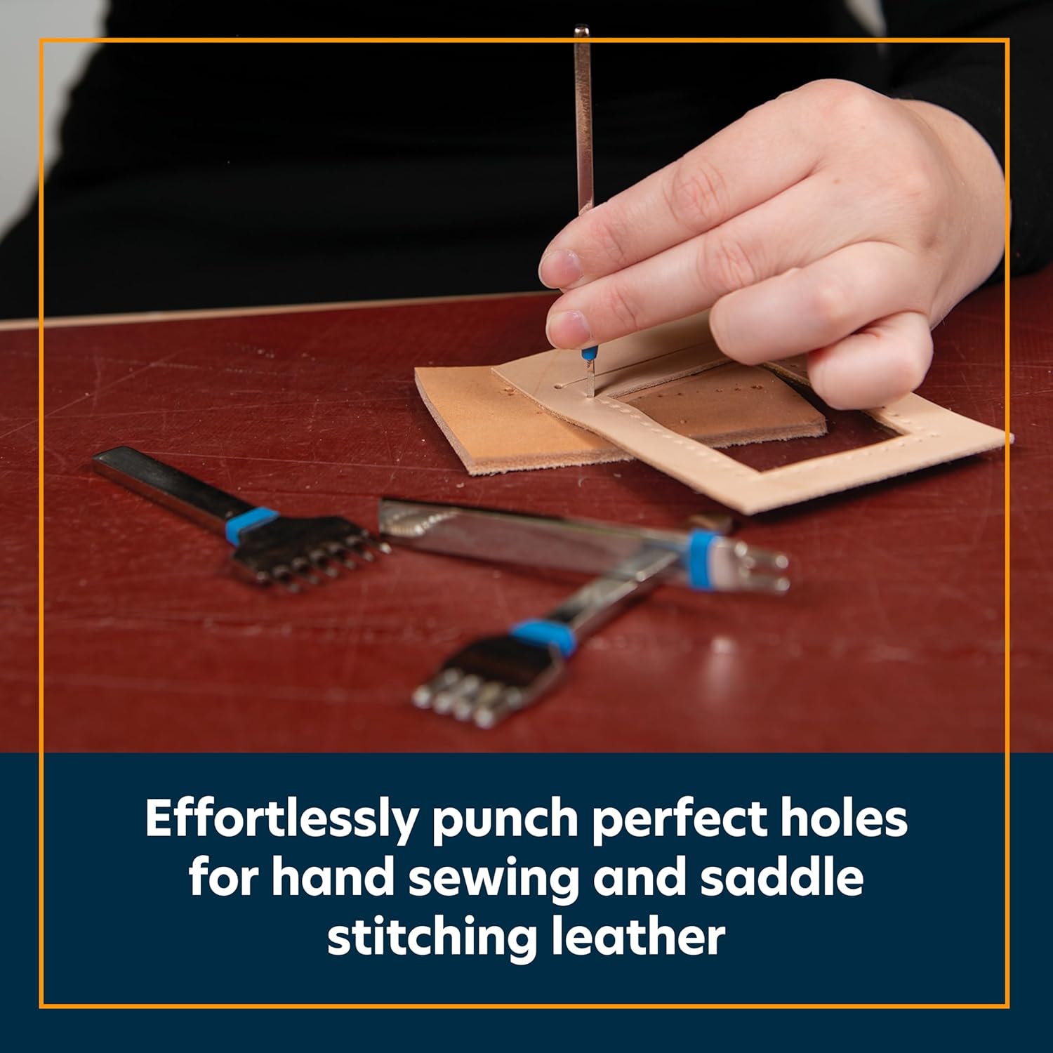Weaver Leather Supply Diamond Leather Stitching Chisel Set, Precise 5mm Hole Punch, Color-Coded Hole Punch Set for Hand Sewing and Saddle Stitching