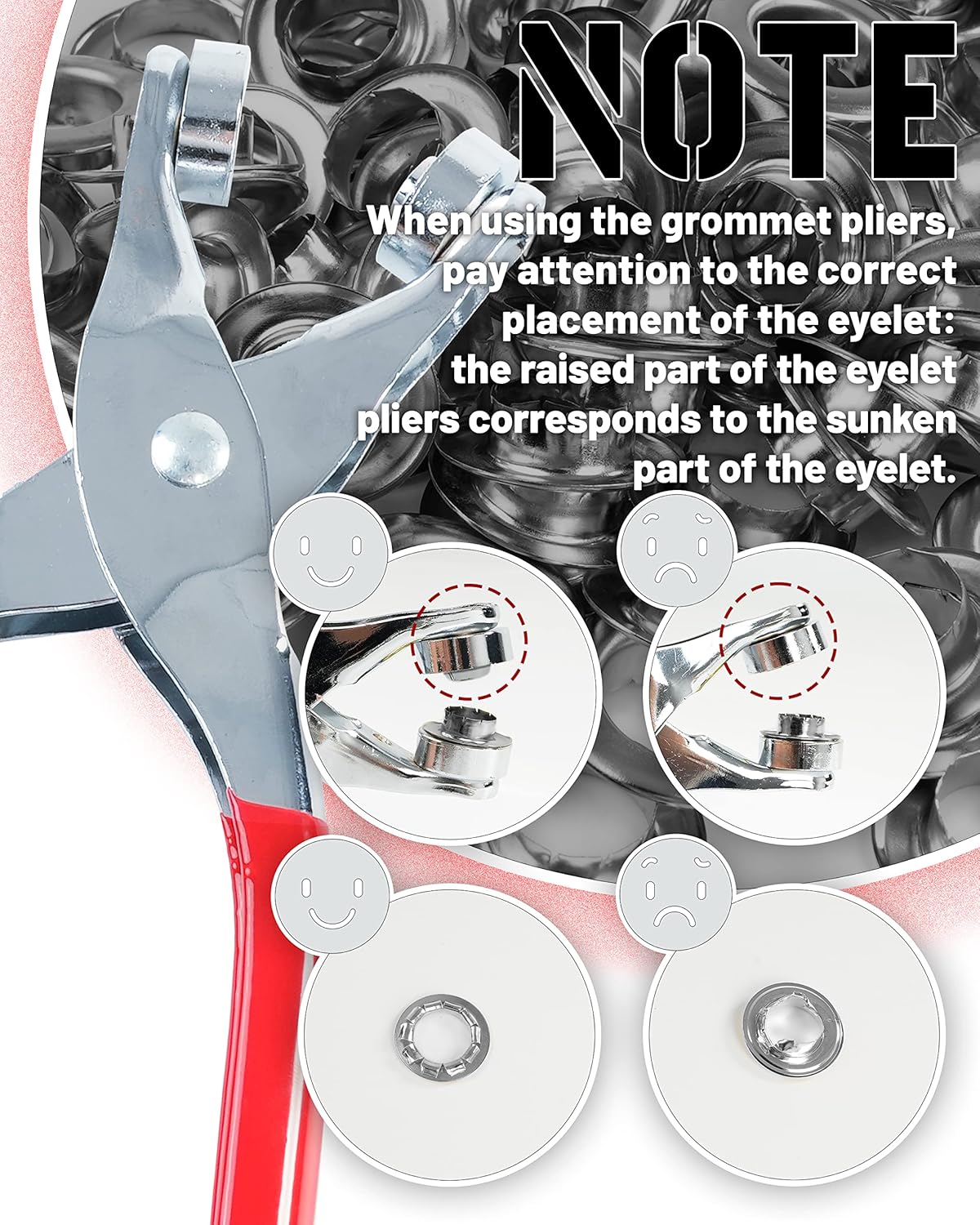 Alternative view of 150Pcs 1/2 Inch Grommet Tool Kit, Leather Hole Punch Pliers, Grommets Kit with 150 Metal Eyelets in Silver for Leather, Shoes, Fabric, Belts