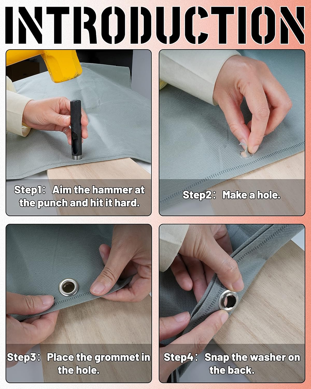 150Pcs 1/2 Inch Grommet Tool Kit, Leather Hole Punch Pliers, Grommets Kit with 150 Metal Eyelets in Silver for Leather, Shoes, Fabric, Belts - Image 3