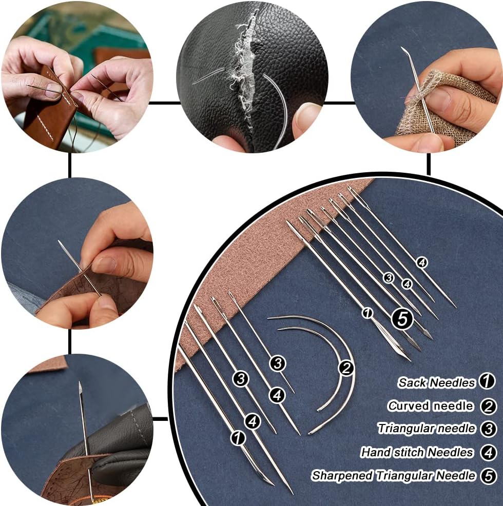 BUTUZE Leather Working Tools, Practical Leather Craft Kit with Waxed Thread Groover Awl Stitching Punch Hole for Leathercraft Beginner or Adults Gifts - Comes with Tool Manual - Image 5