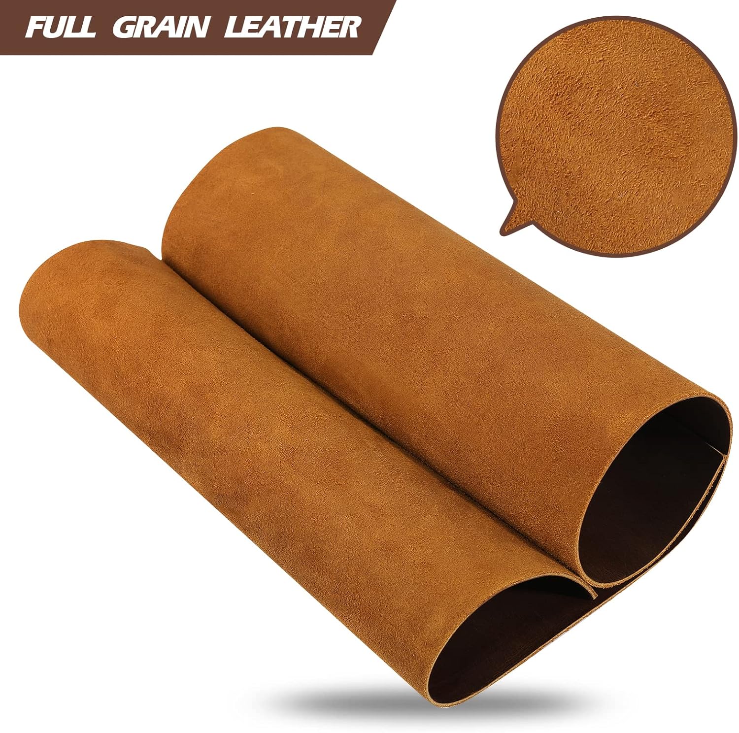 RingSun 12''X24'' Genuine Leather Sheets for Crafts Full Grain Leather Tooling Leather (2mm) Thick Cowhide Leather Pieces Square, Dark Brown