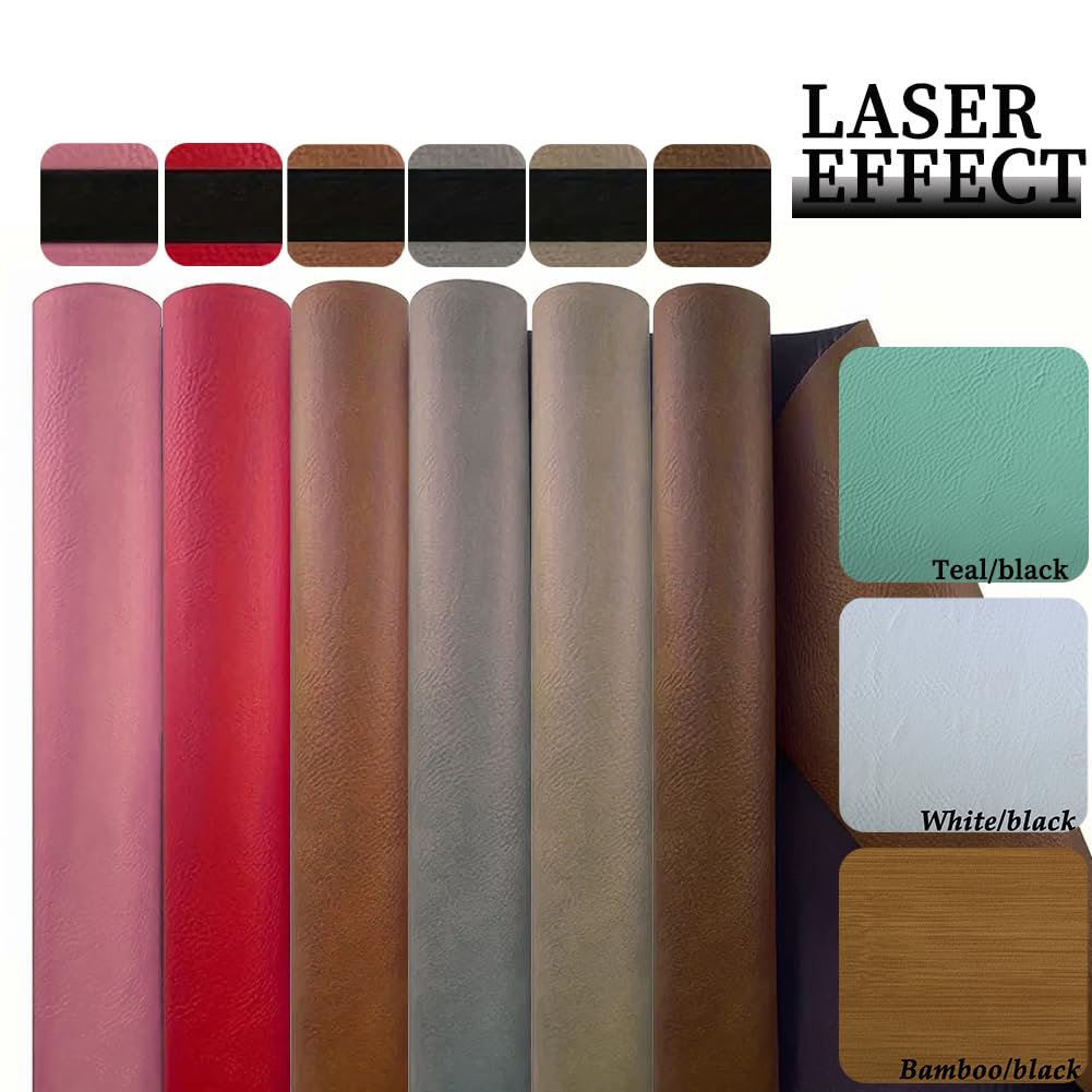 1pc 12" X 24"inch,Thick is 0.9MM Laserable Leatherette Sheet Patch with Adhesive,Custom Laser Engraving,UV Printing,Emboss,Deboss, Craft Supplies and Materials (Rustic/Silver) - Image 5